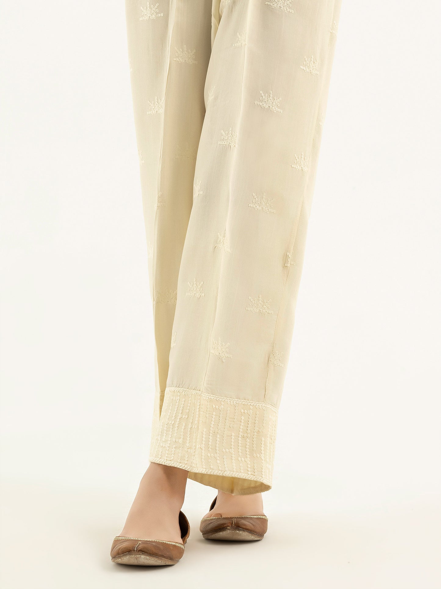 Embroidered Raw Silk Trousers(Pret)