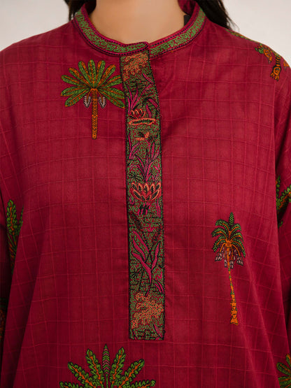 2 Piece Texture Lawn Suit-Embroidered (Pret)
