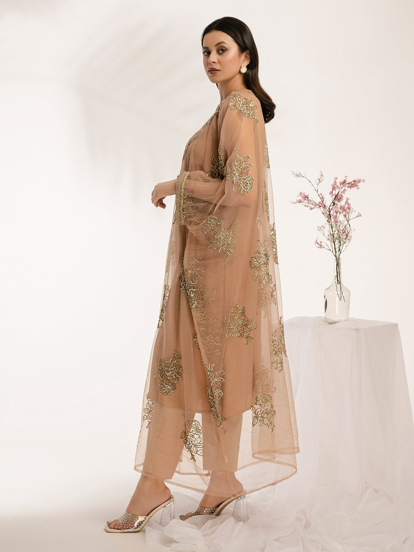 3 Piece Net Suit-Embroidered (Pret)