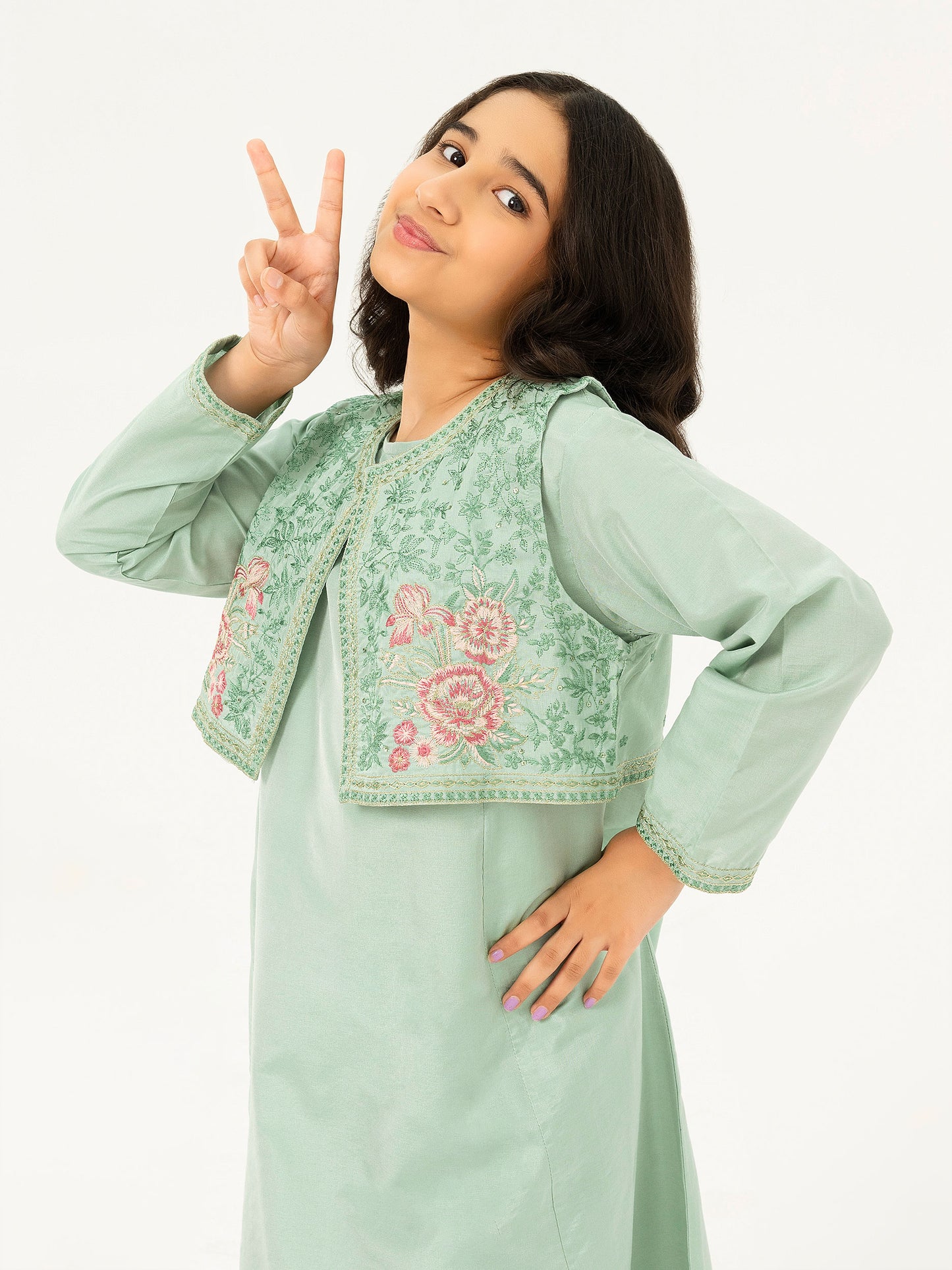 2 Piece Raw Silk Suit-Embroidered (Pret)