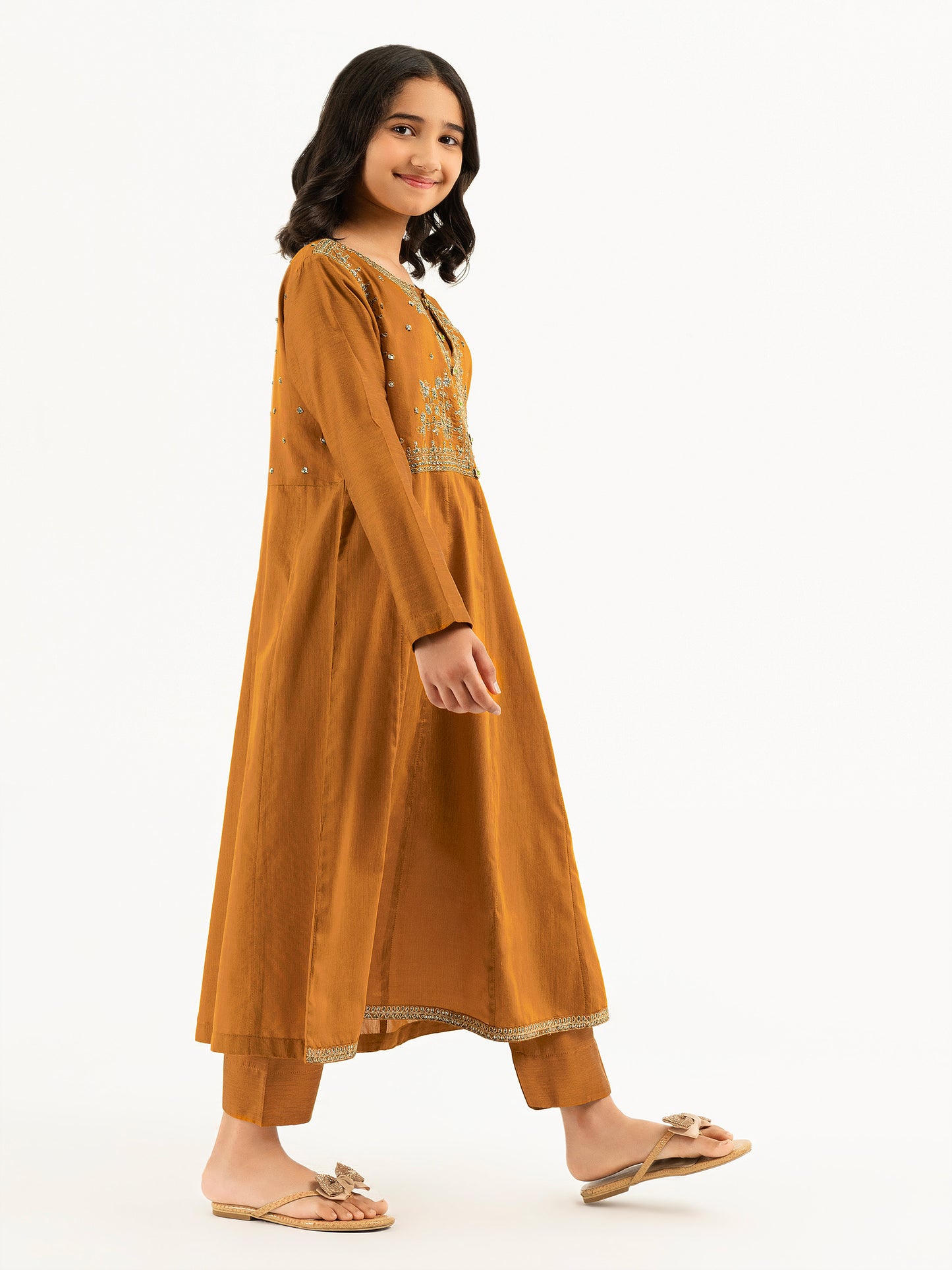 2 Piece Raw Silk Suit-Embroidered (Pret)