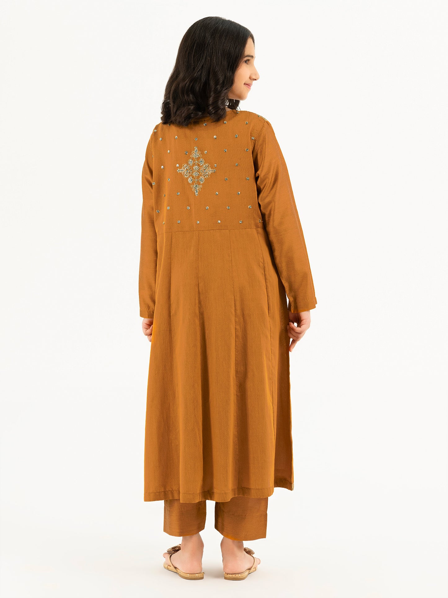 2 Piece Raw Silk Suit-Embroidered (Pret)