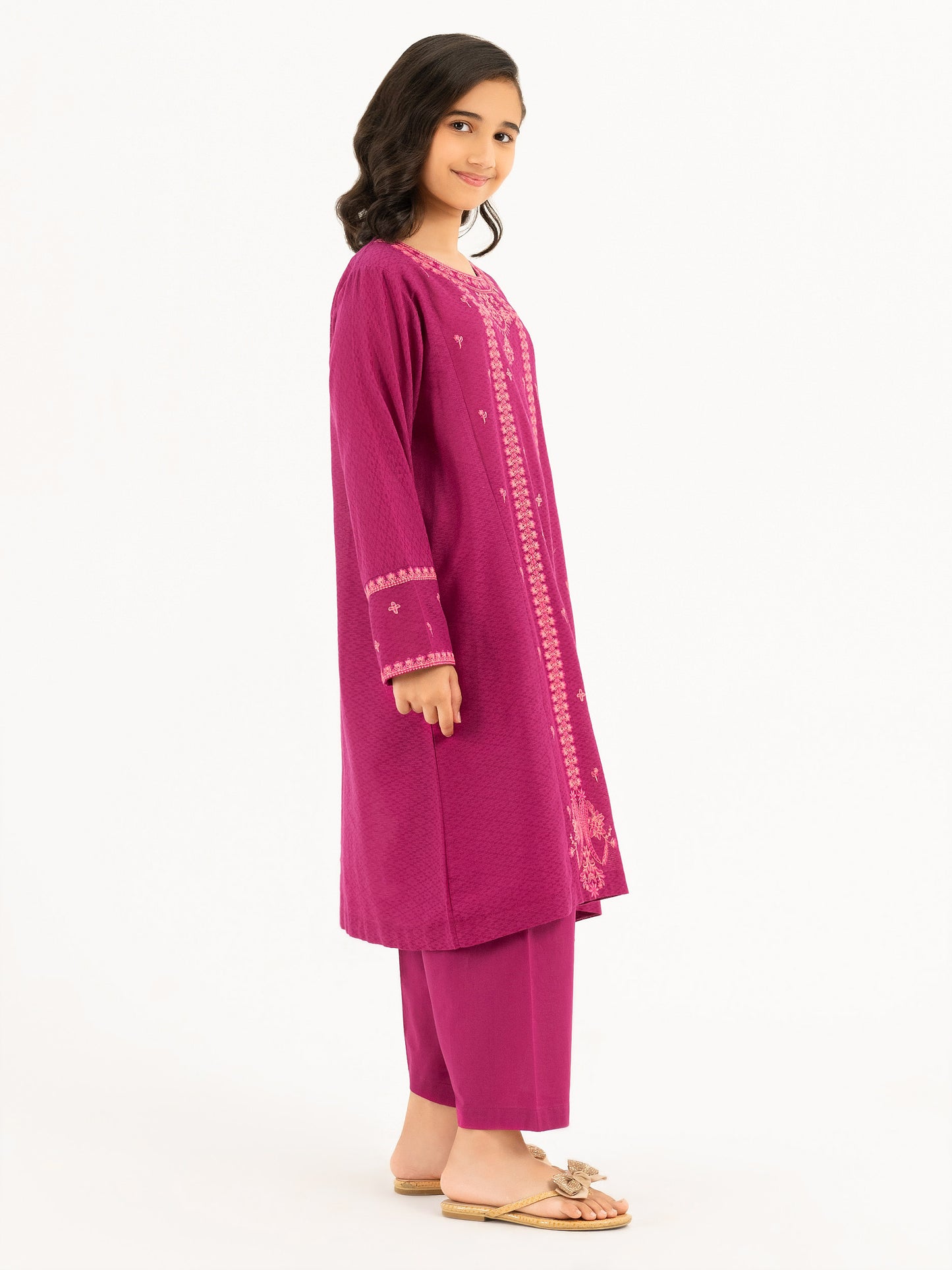 2 Piece Textured Lawn Suit-Embroidered (Pret)