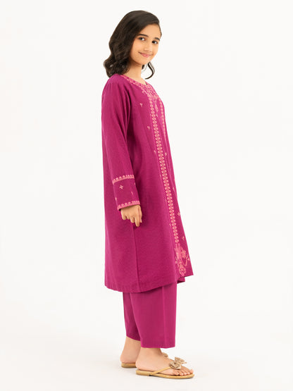 2 Piece Textured Lawn Suit-Embroidered (Pret)