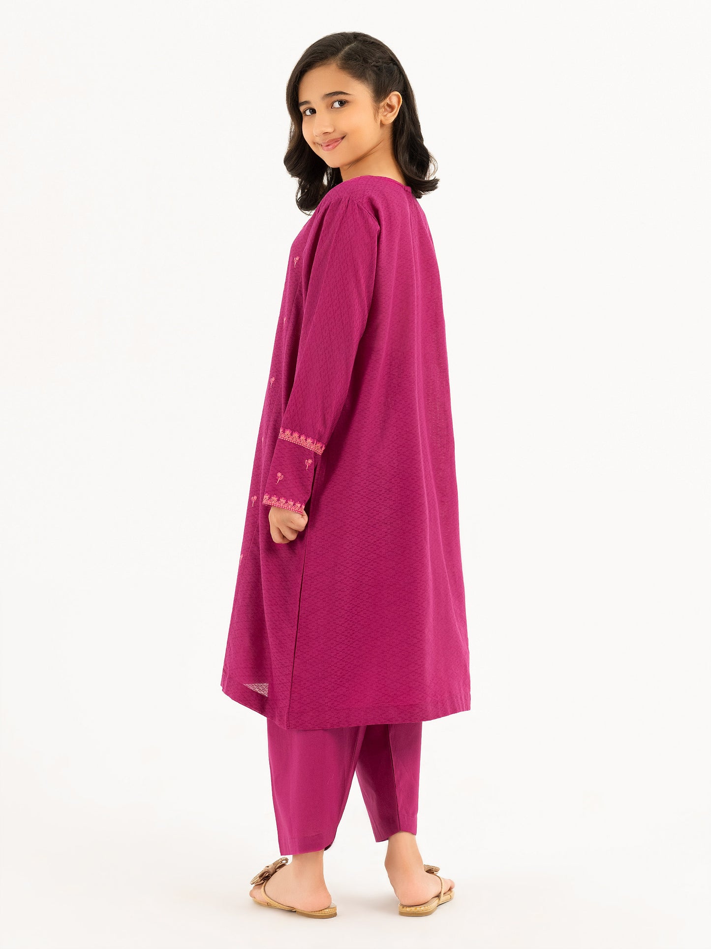 2 Piece Textured Lawn Suit-Embroidered (Pret)
