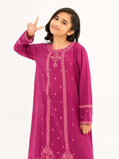 2 Piece Textured Lawn Suit-Embroidered (Pret)