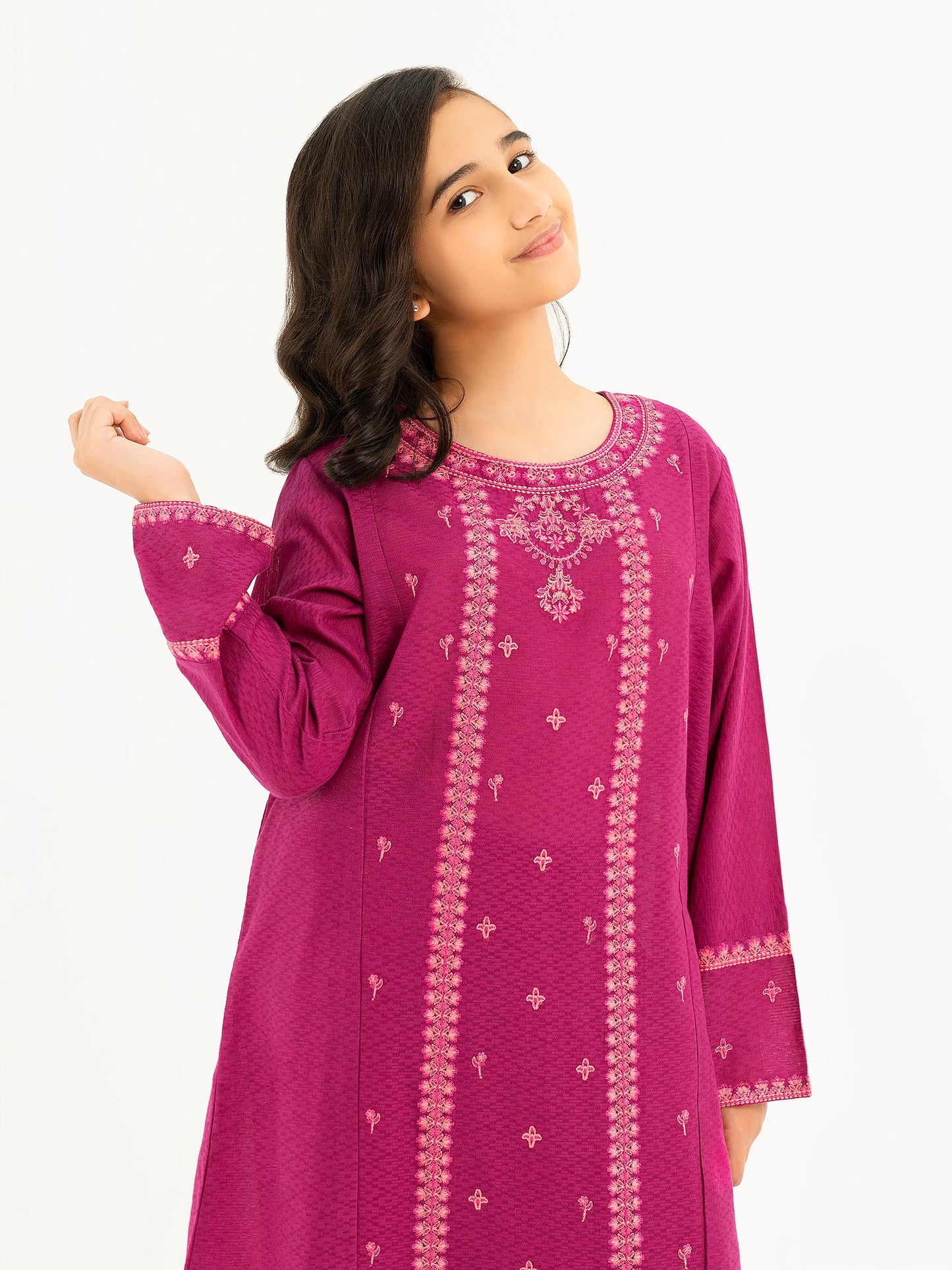2 Piece Textured Lawn Suit-Embroidered (Pret)