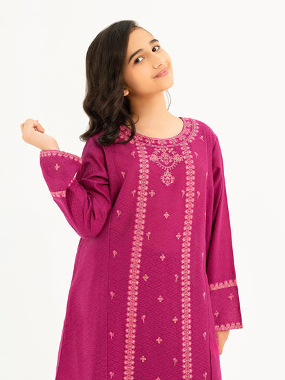 2 Piece Textured Lawn Suit-Embroidered (Pret)