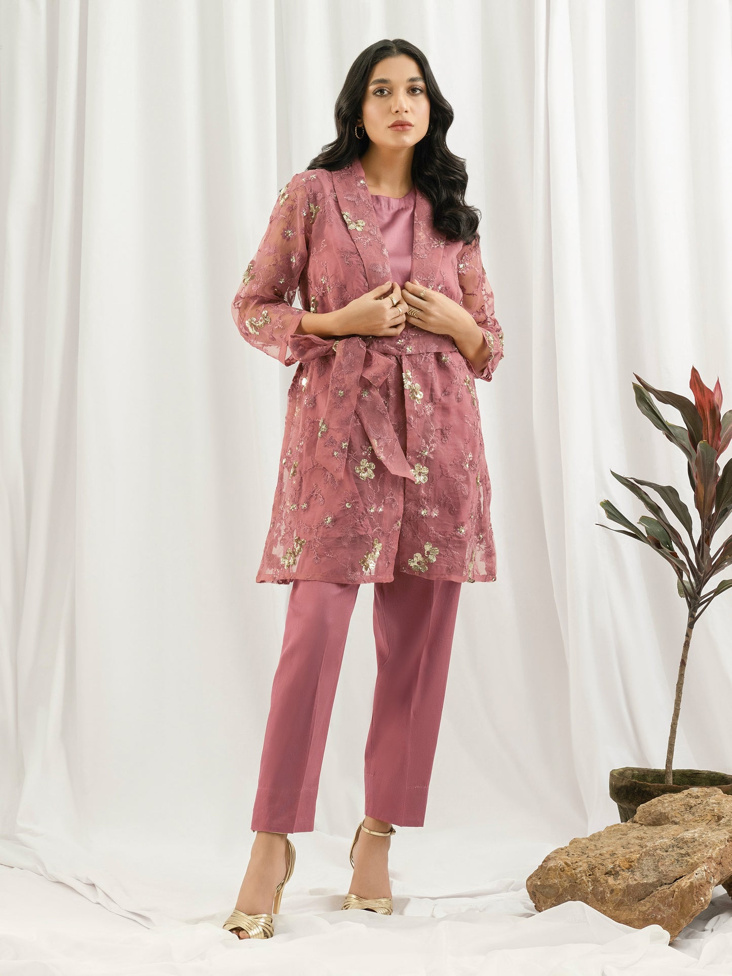 3 Piece Organza Suit- Embroidered (Pret)