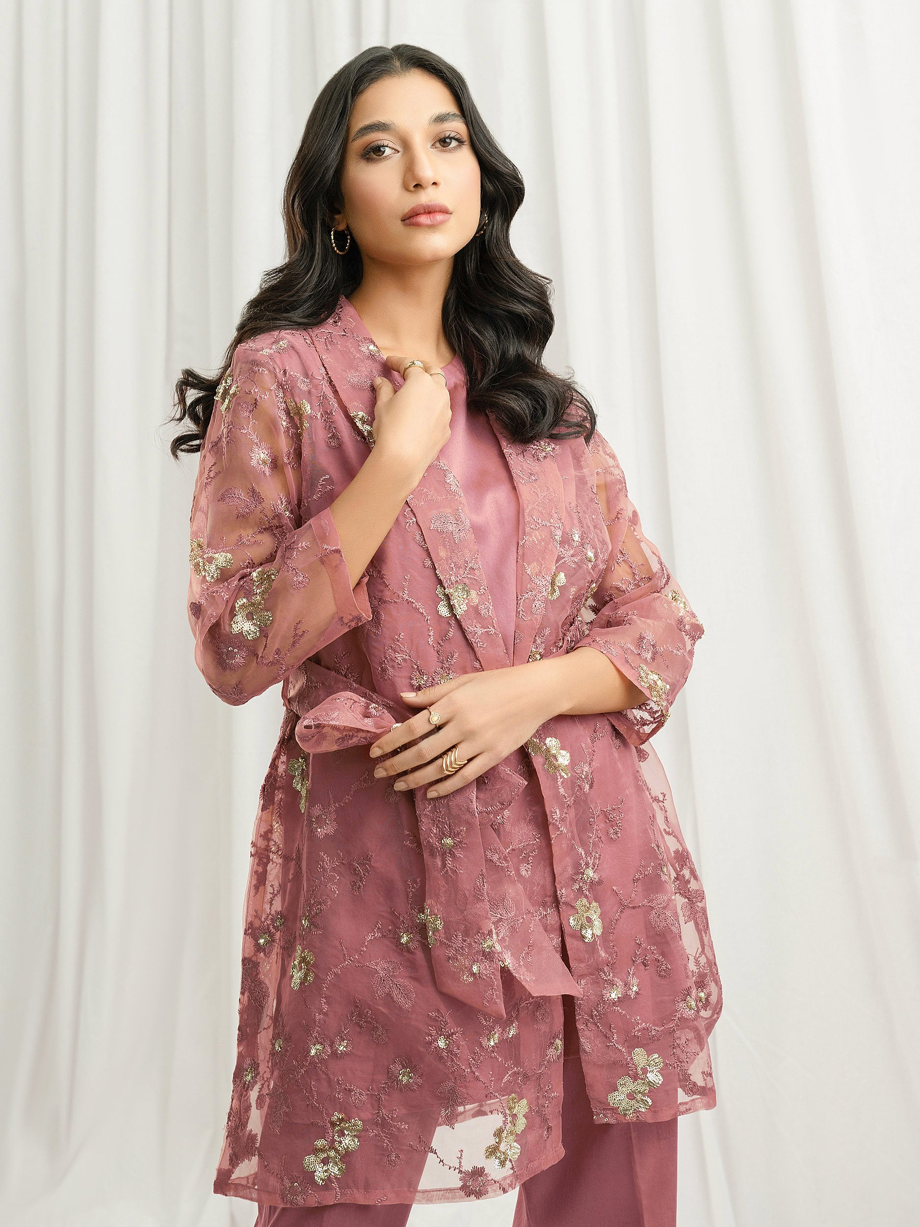 2 Piece Organza Suit- Embroidered (Pret)