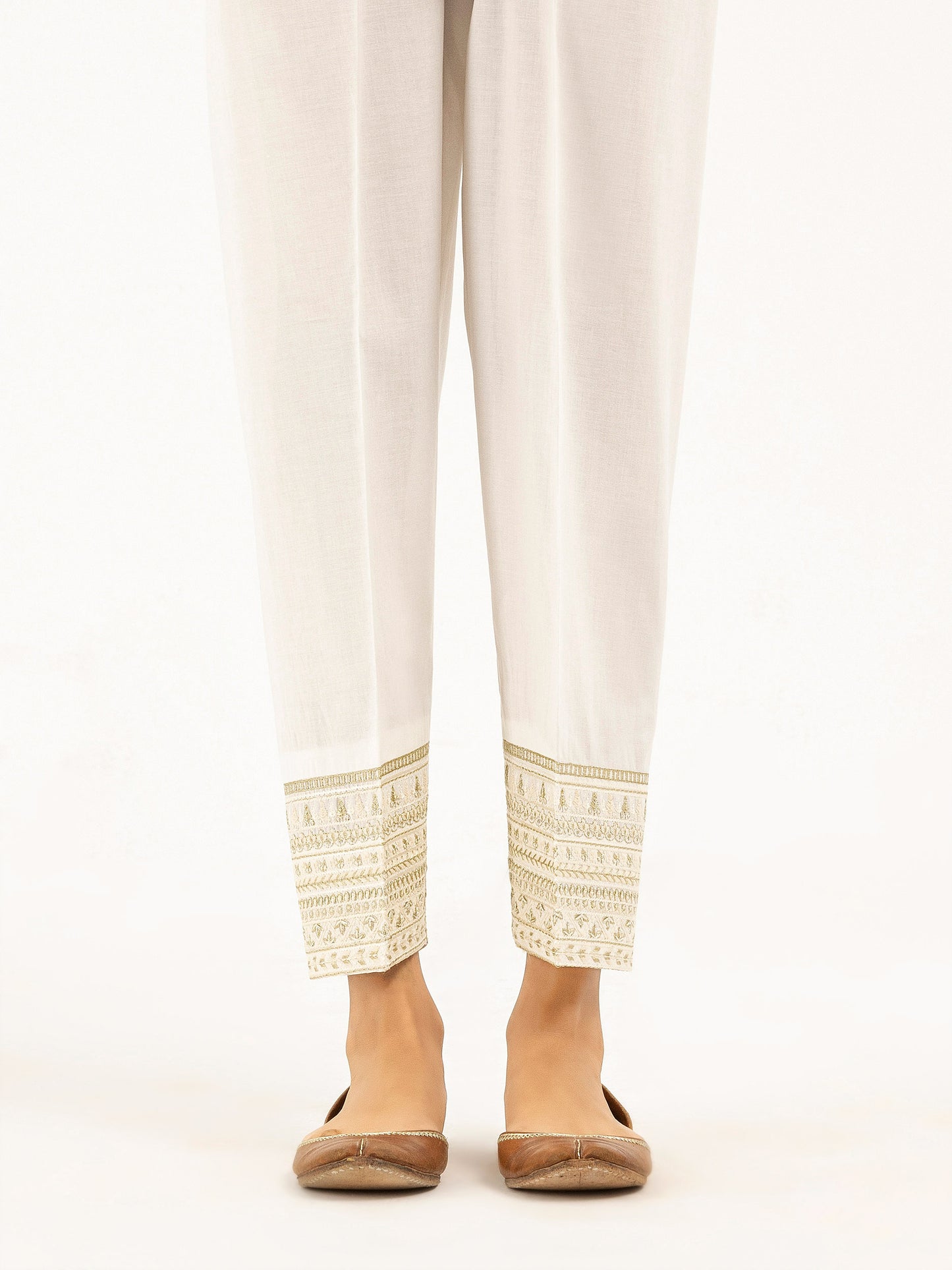 Embroidered Cambric Trousers(Pret)