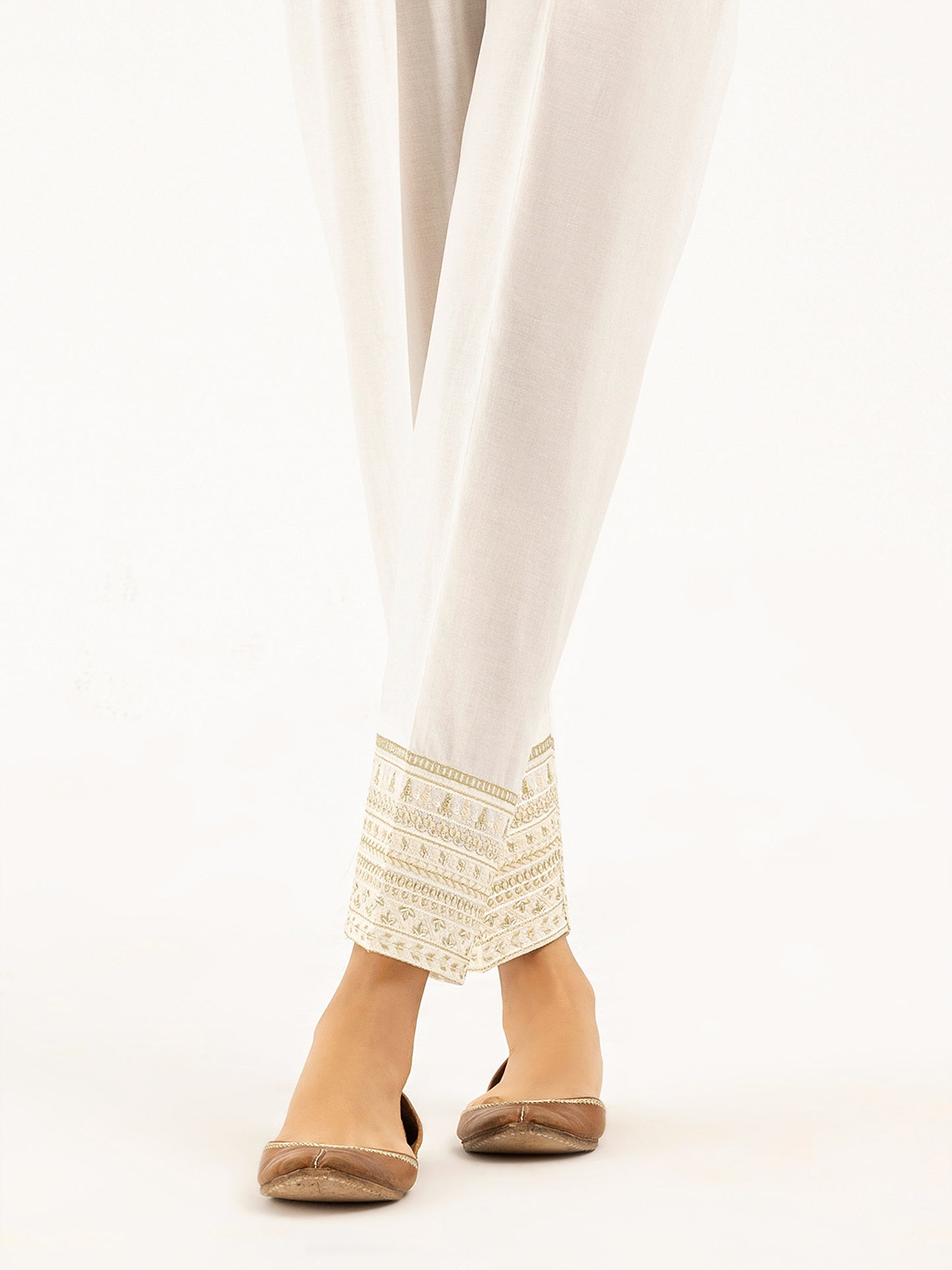 Embroidered Cambric Trousers(Pret)