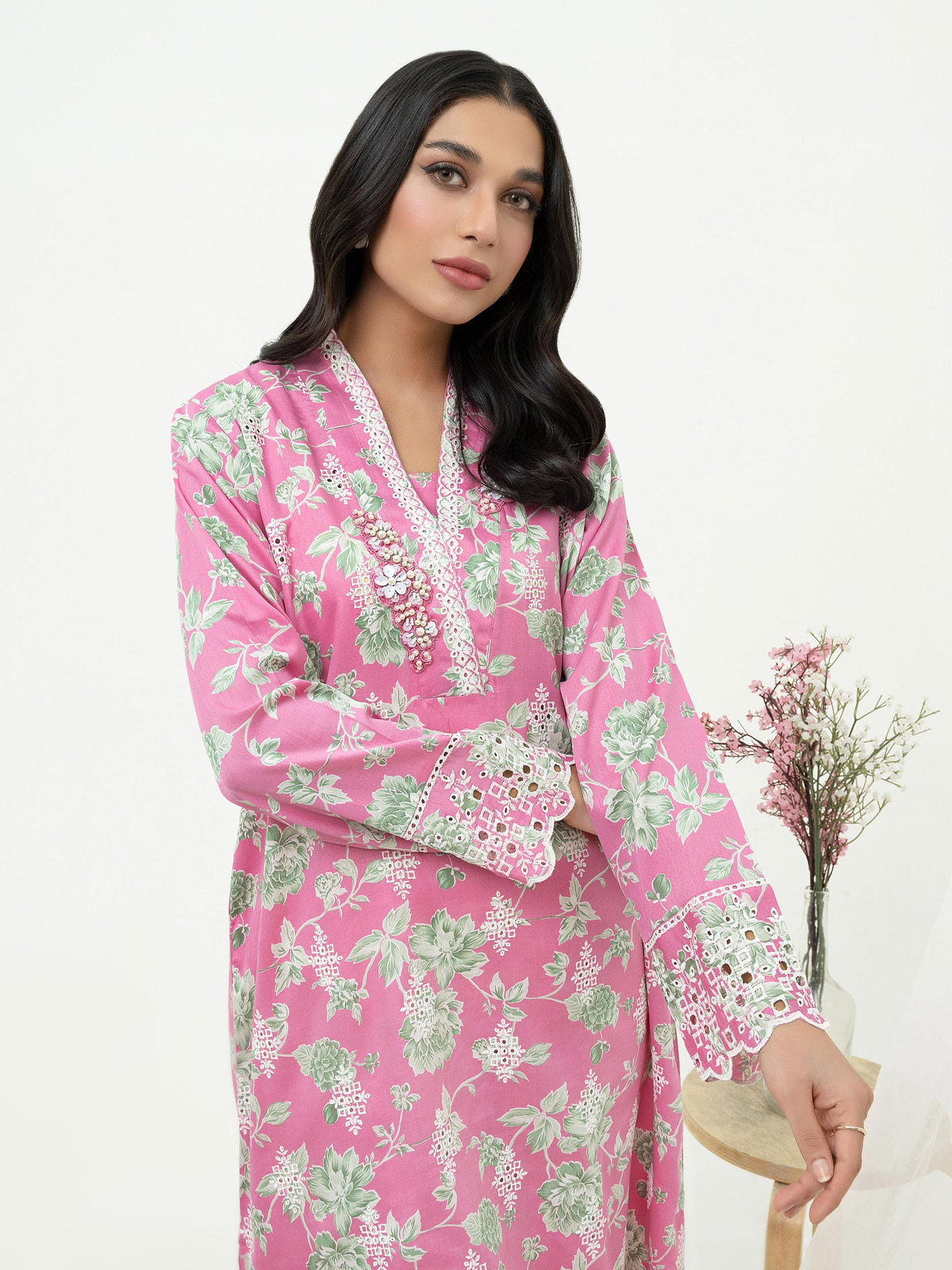 Lawn Shirt-Embroidered & Embellished (Pret)