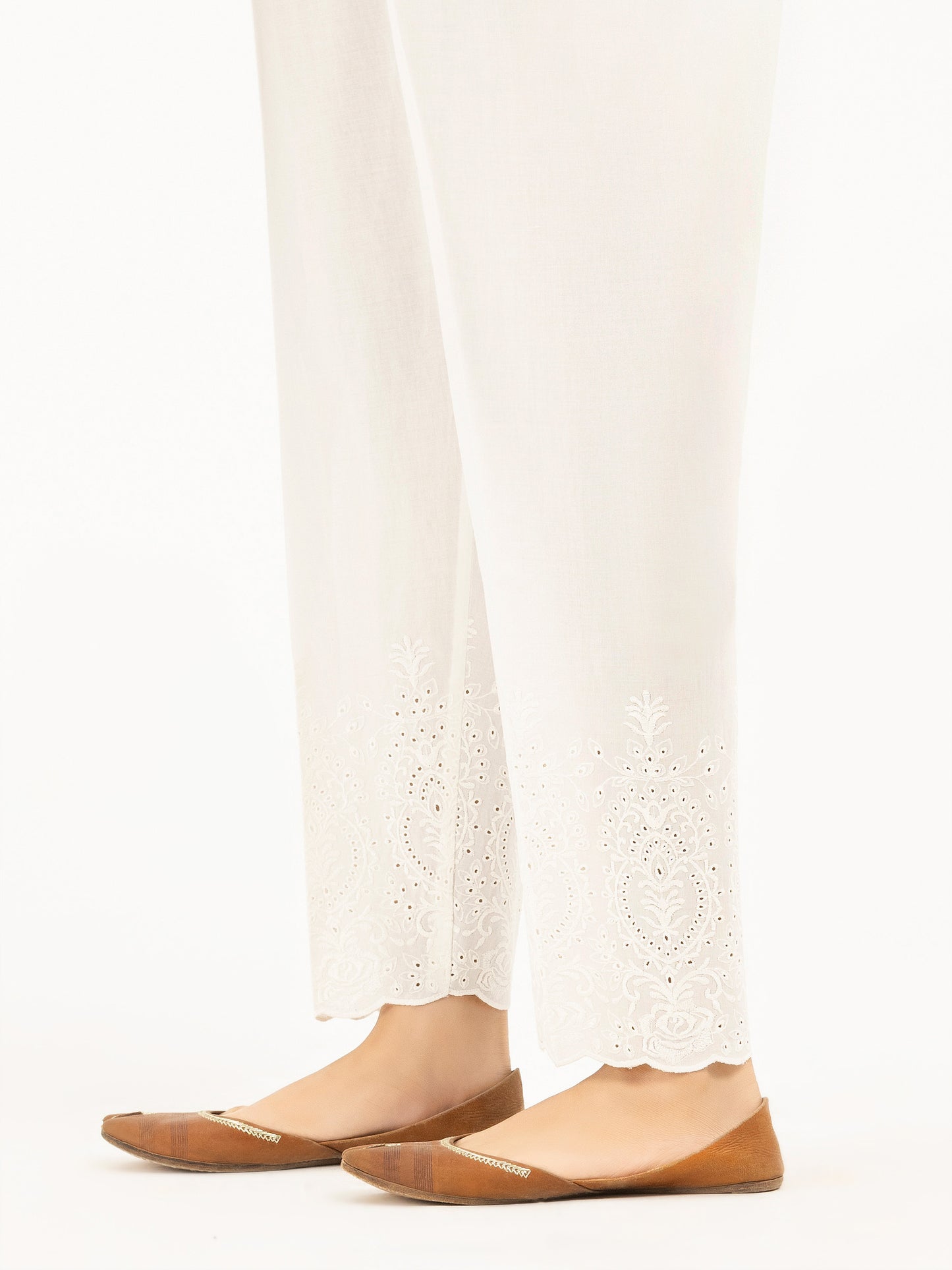 Embroidered Cambric Trousers(Pret)