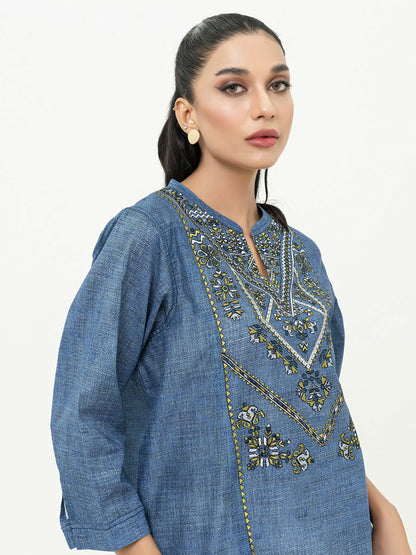 Cambric Kurti-Embroidered (Pret)