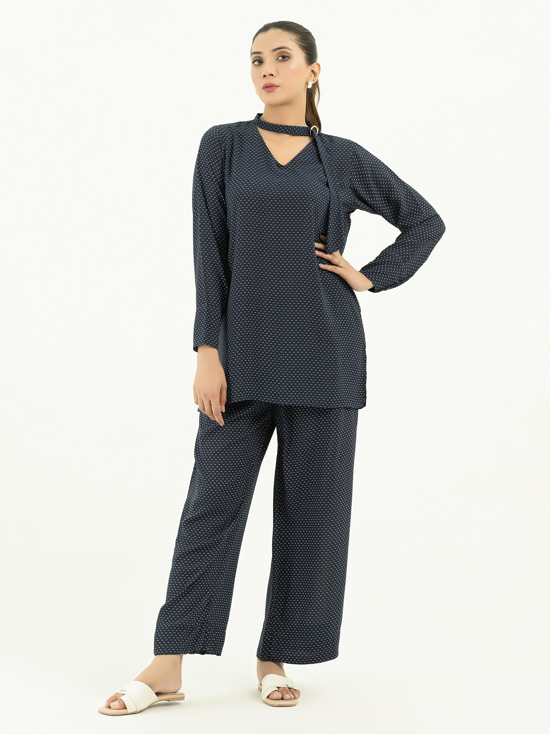 Rust Horizon Ikat Printed Chiffon Co-ord Set main image 0