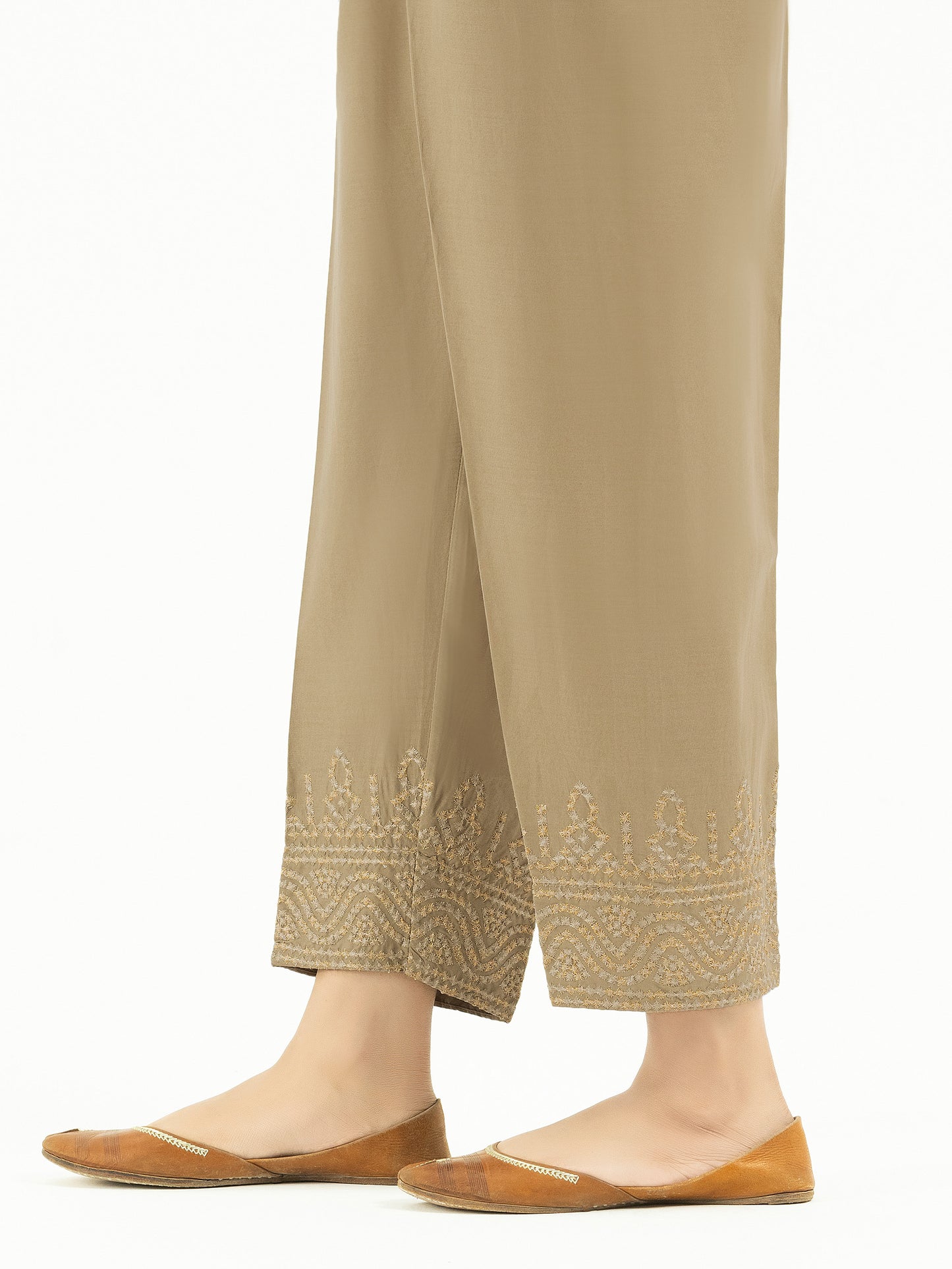 Embroidered Cambric Trousers(Pret)