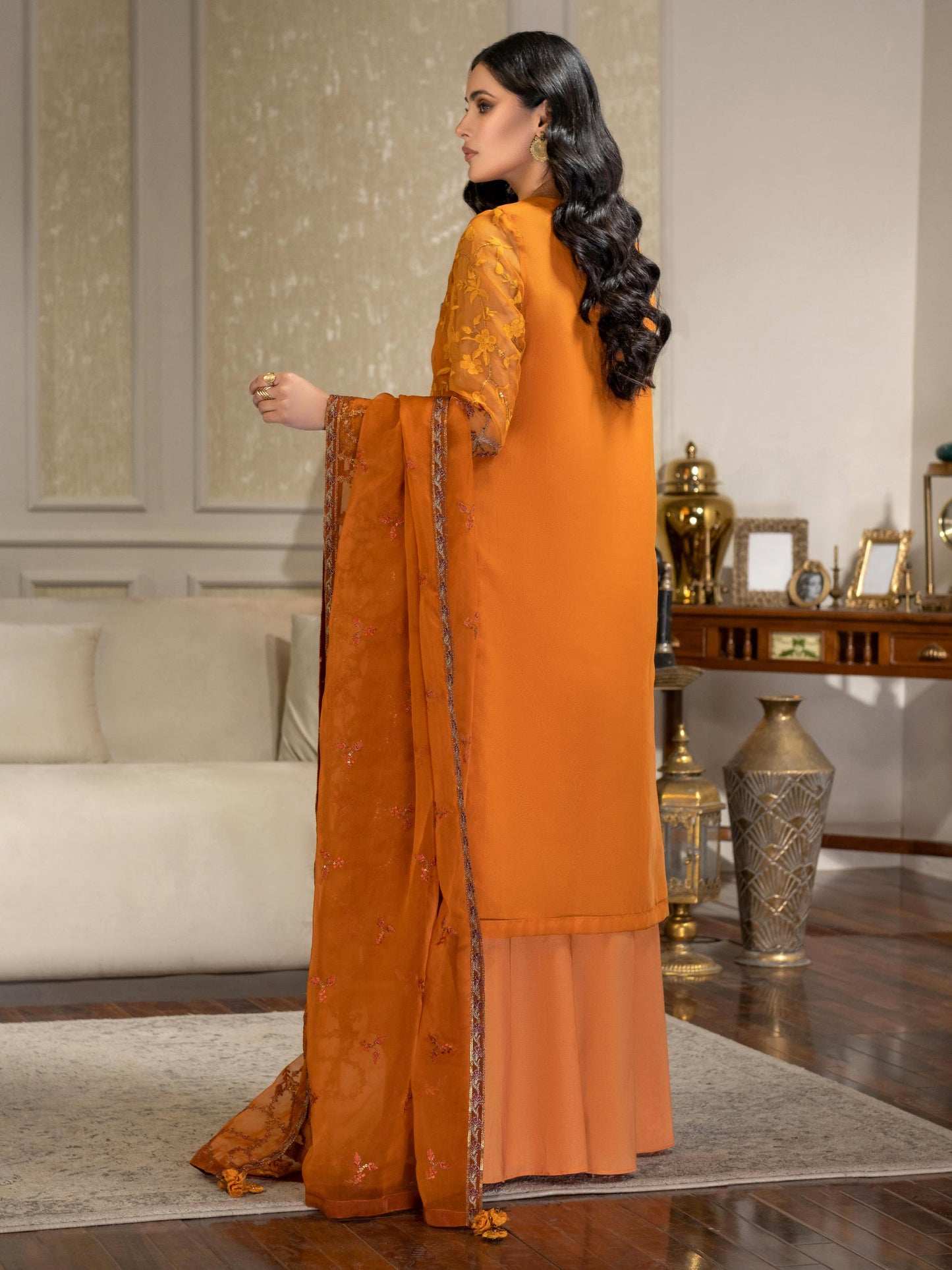 3 Piece Organza Suit-Embroidered (Unstitched)