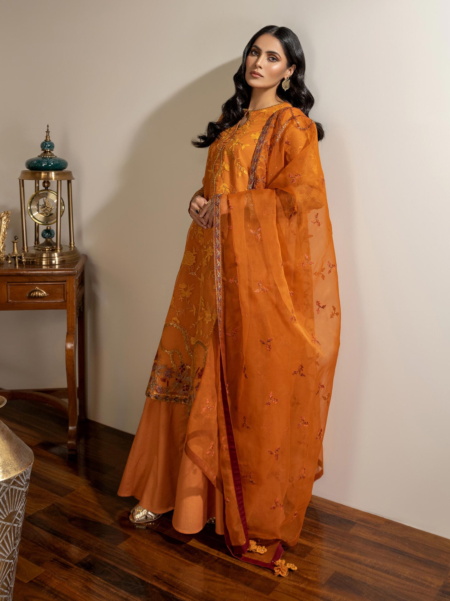 3 Piece Organza Suit-Embroidered (Unstitched)