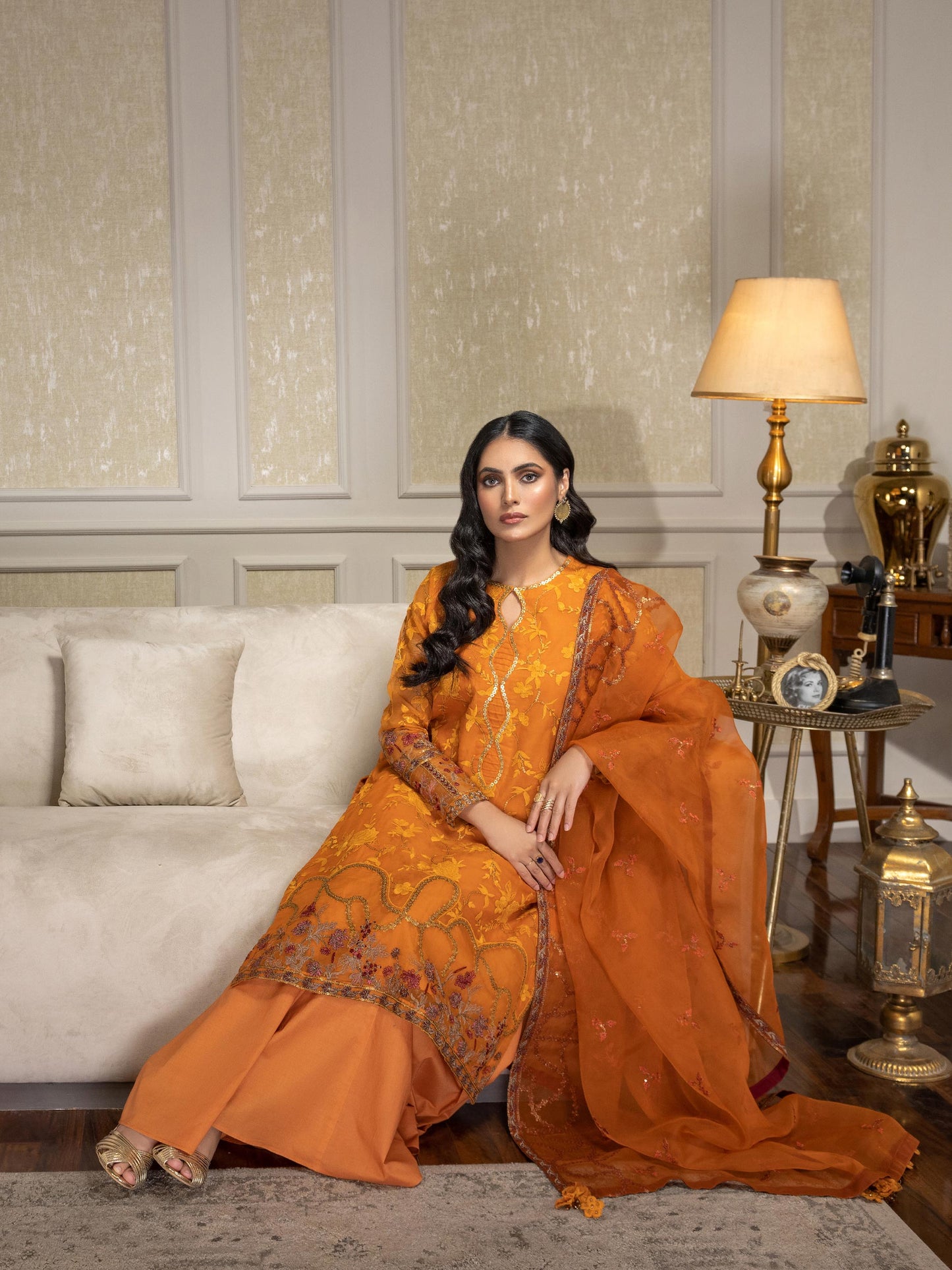 3 Piece Organza Suit-Embroidered (Unstitched)