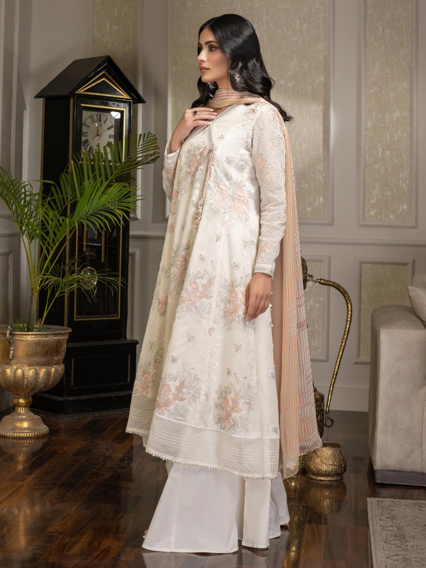 2 Piece Net Suit-Embroidered (Unstitched)