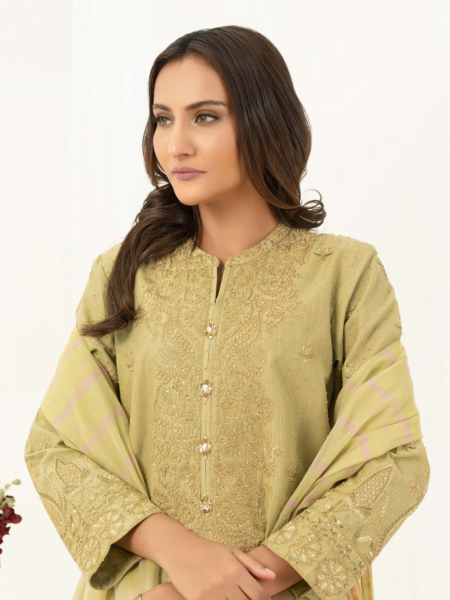 3 Piece Textured Lawn Suit-Embroidered (Pret)