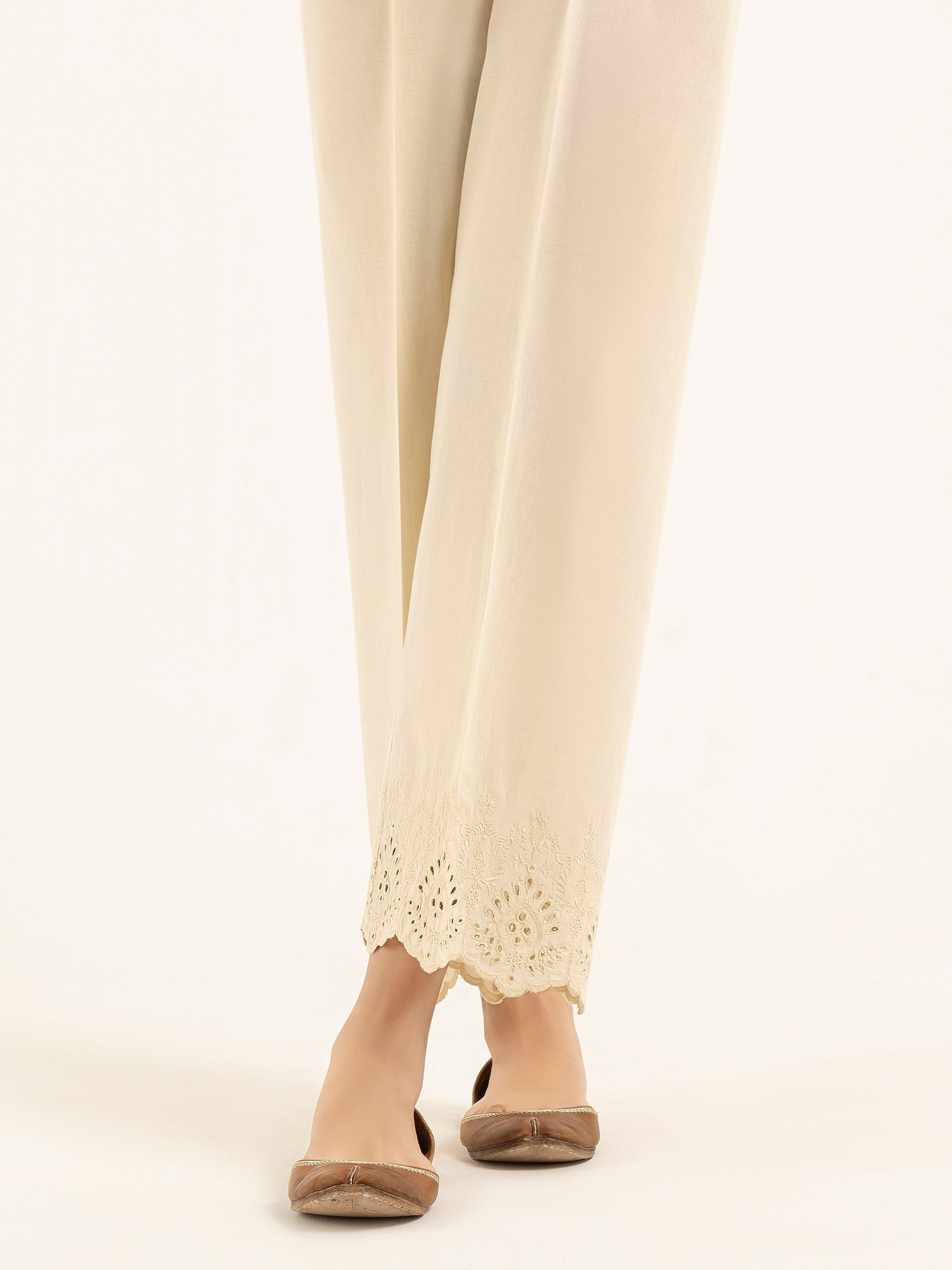 Embroidered Cambric Trousers(Pret)
