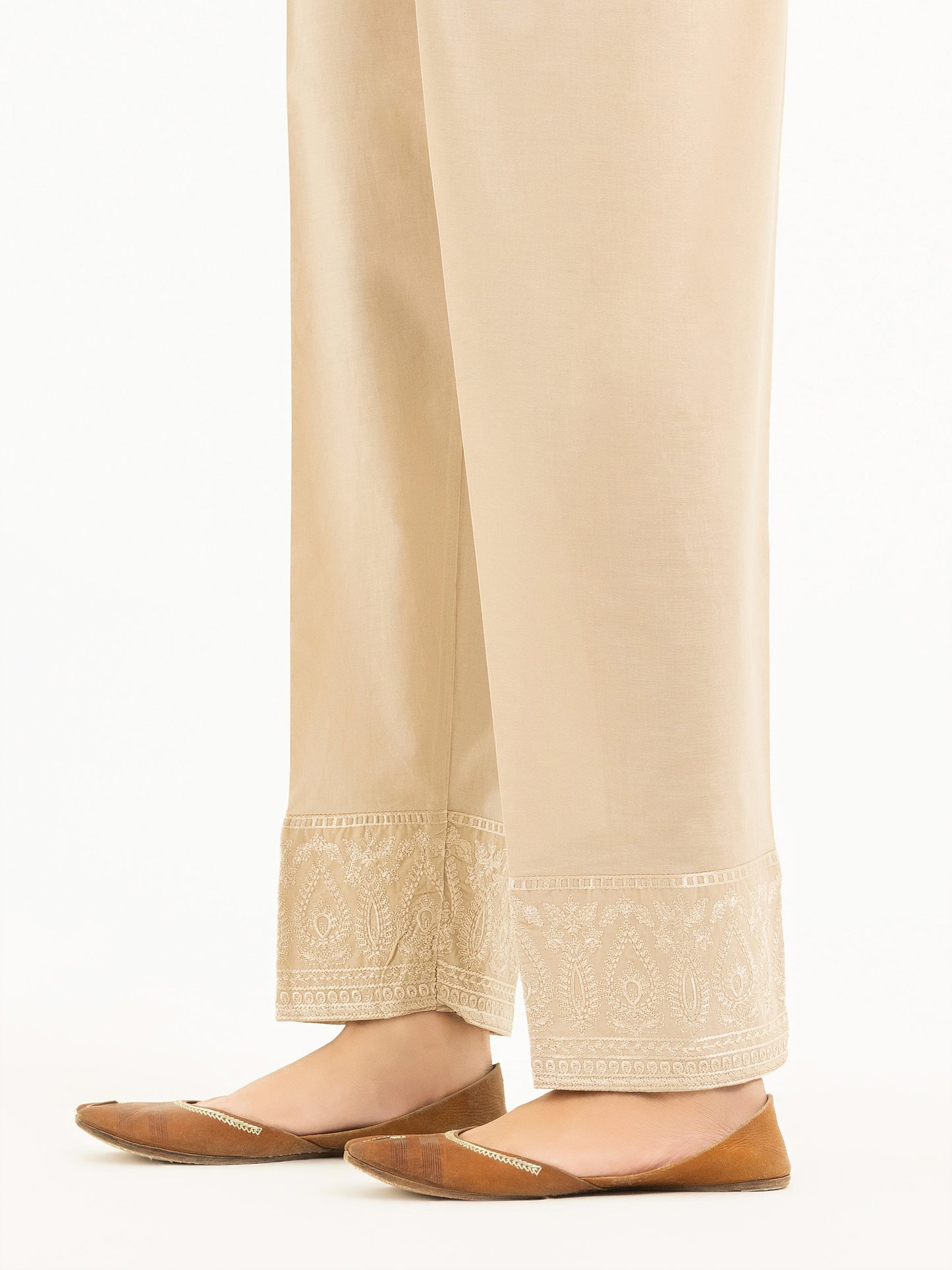 Embroidered Cambric Trousers(Pret)