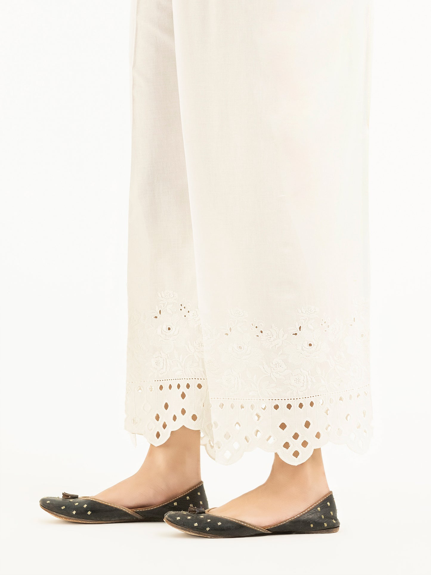 Embroidered Cambric Trousers(Pret)