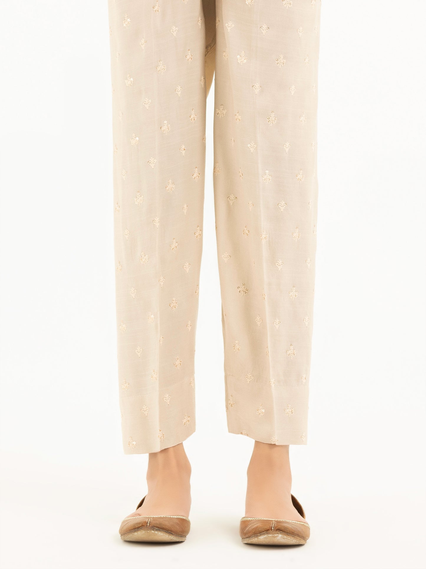Raw Silk Trousers- Embroidered (Pret)