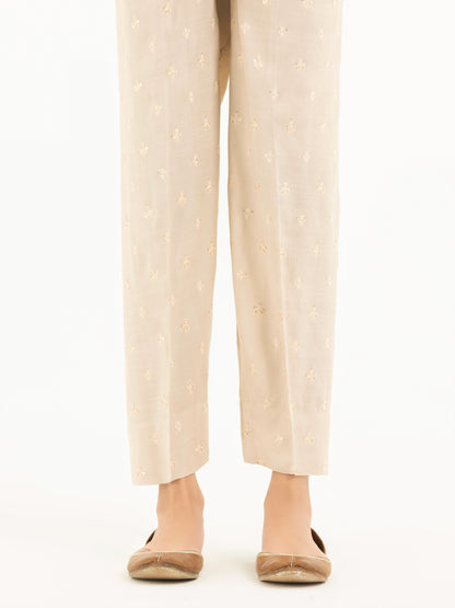 Raw Silk Trousers- Embroidered (Pret)