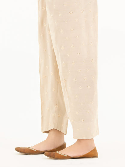 Raw Silk Trousers- Embroidered (Pret)