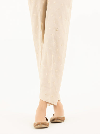 Raw Silk Trousers- Embroidered (Pret)