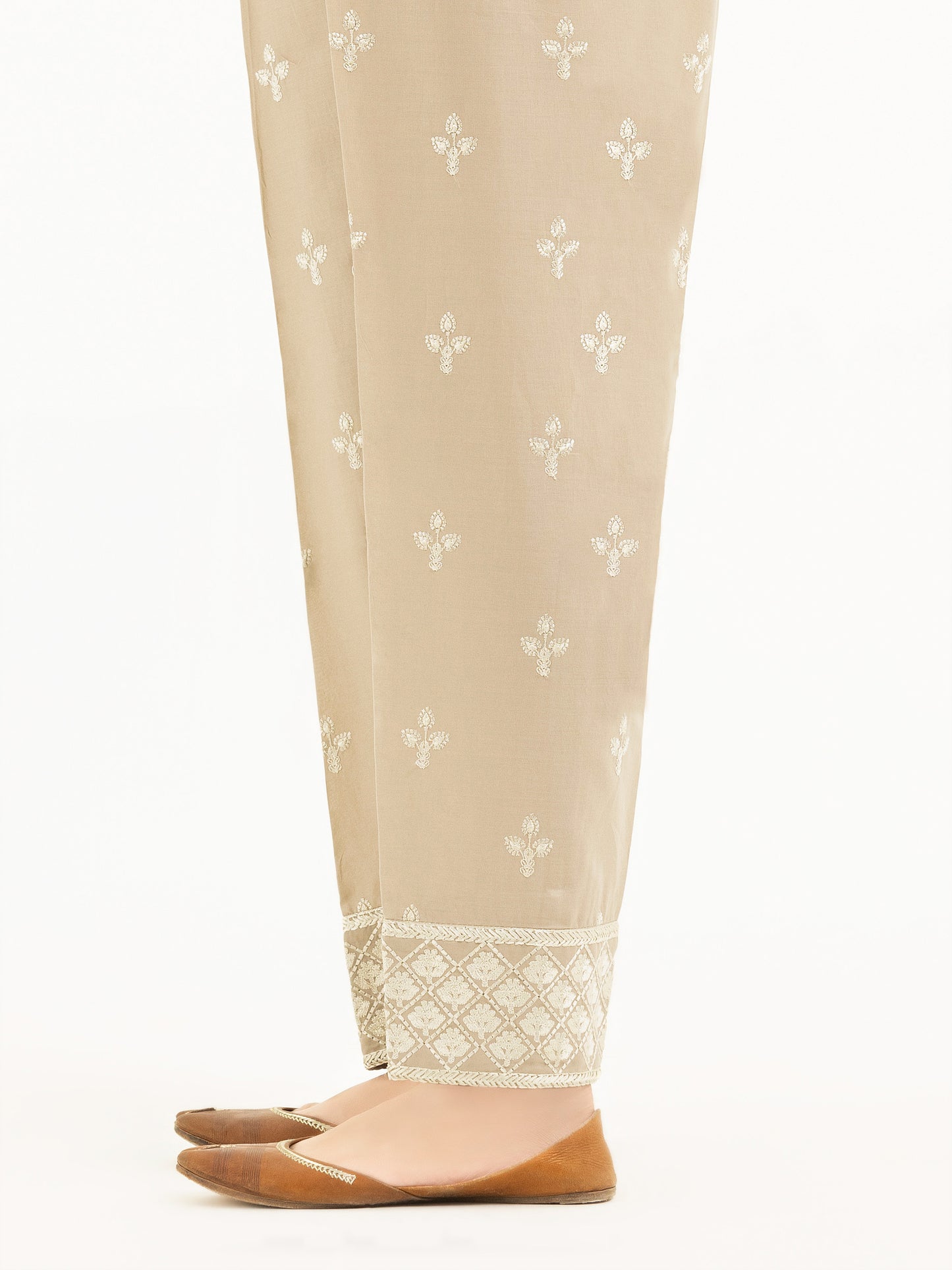 Embroidered Cambric Trousers(Pret)