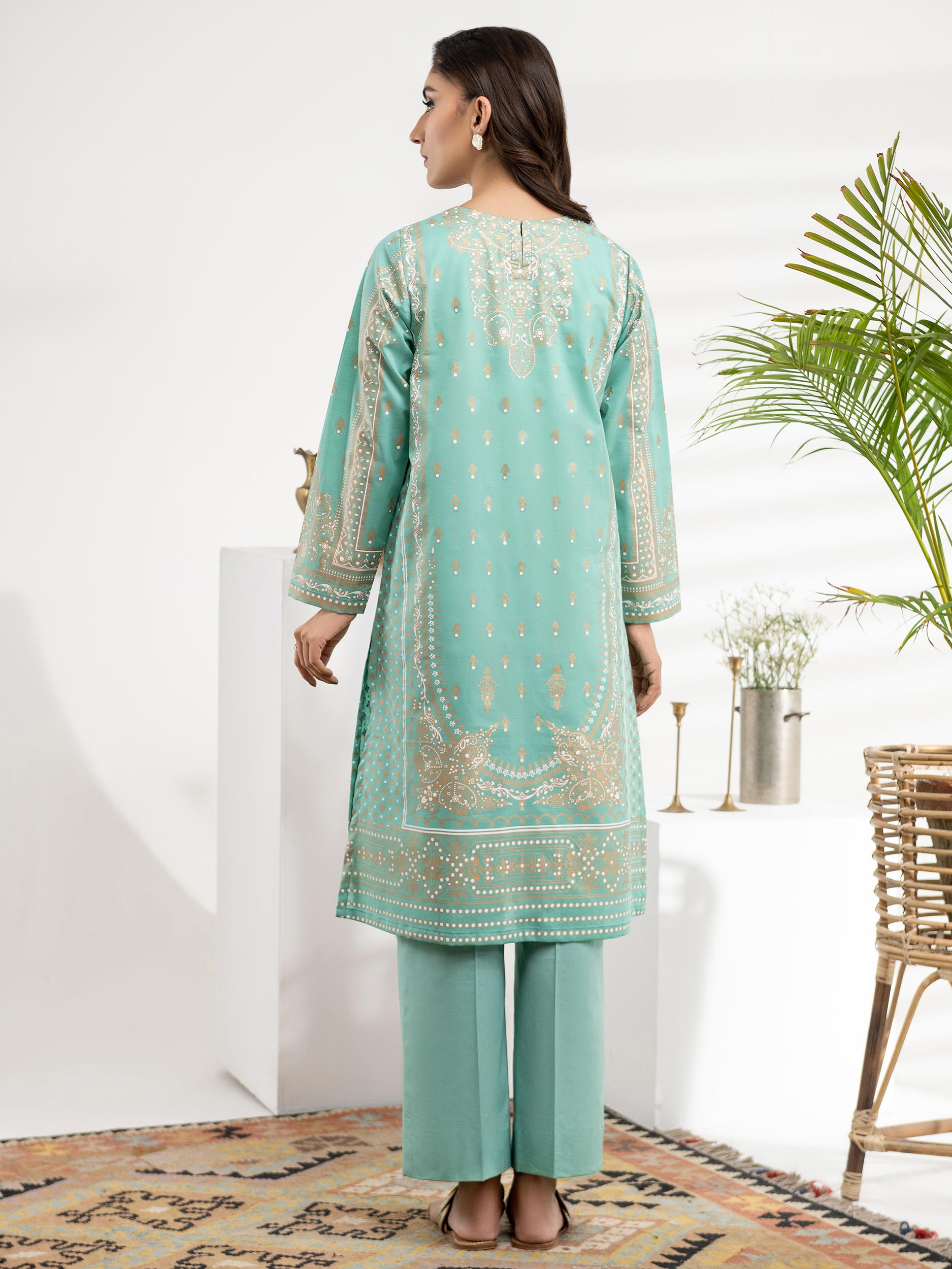 2 Piece Lawn Suit-Gold Pasted Printed (Unstitched)