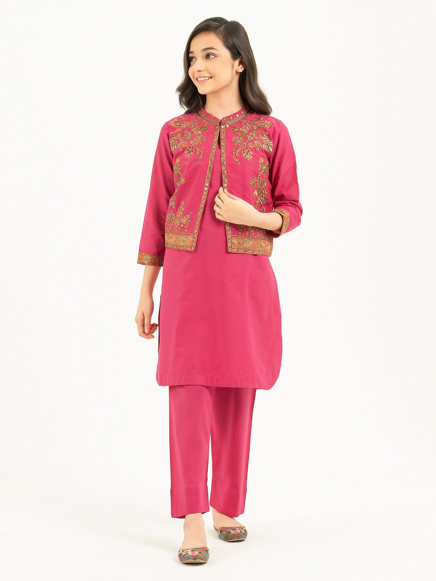 2 Piece Textured Lawn Suit With Bolero-Embroidered (Pret)