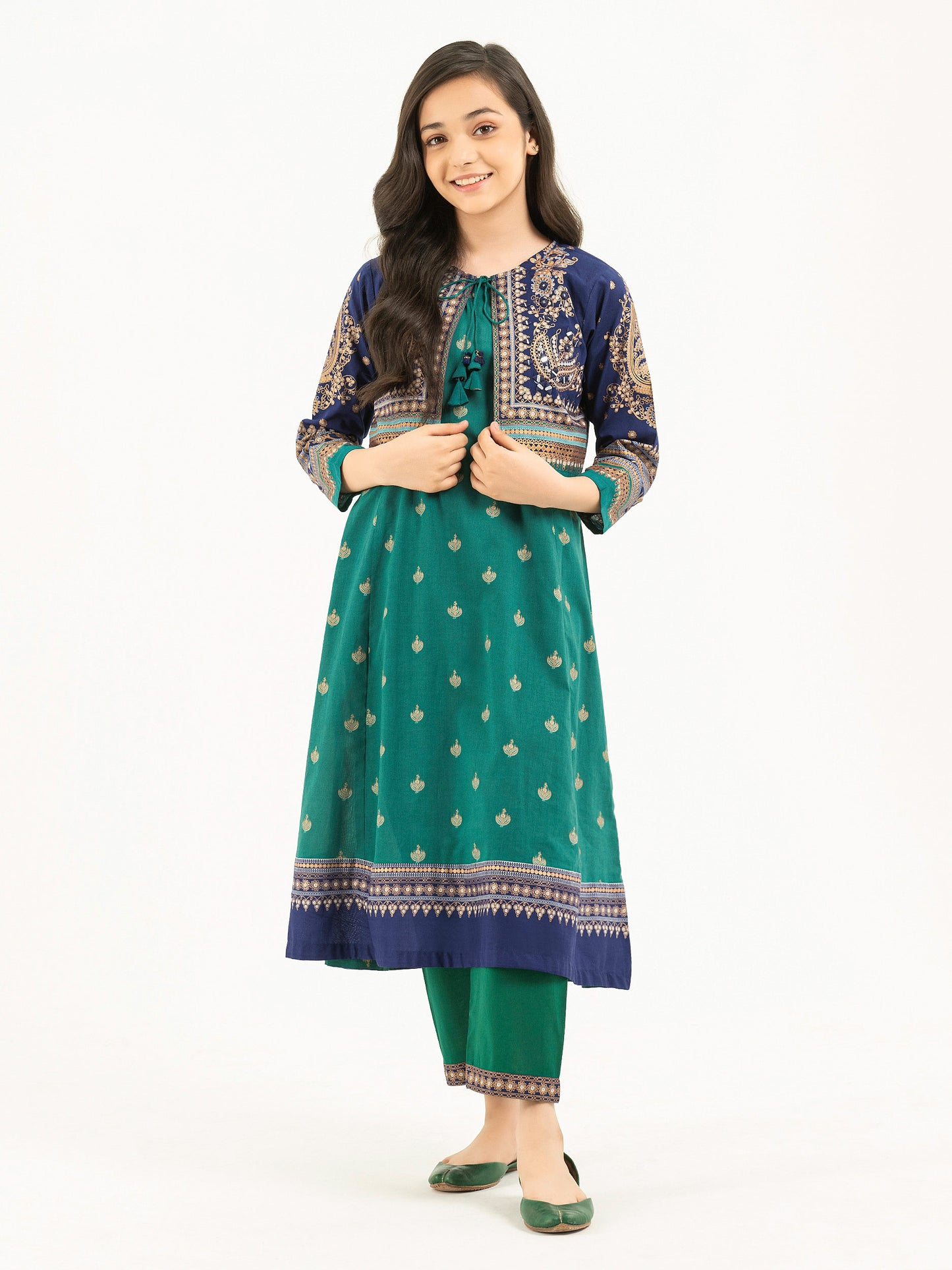 2 Piece Lawn Suit With Bolero-Gold Paste Print (Pret)