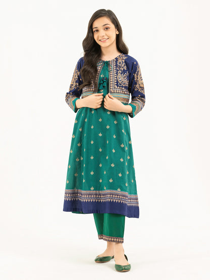 2 Piece Lawn Suit With Bolero-Gold Paste Print (Pret)