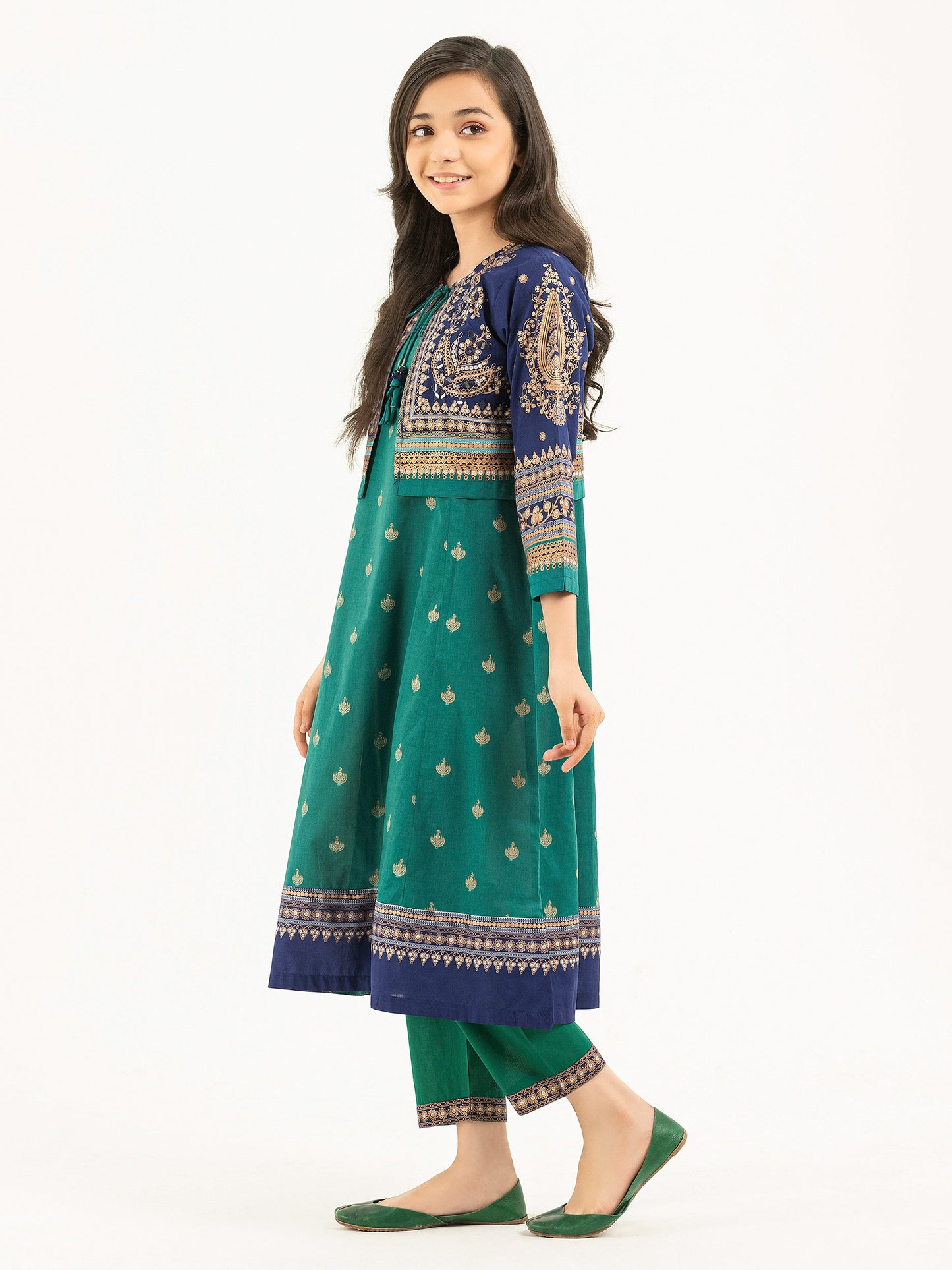 2 Piece Lawn Suit With Bolero-Gold Paste Print (Pret)