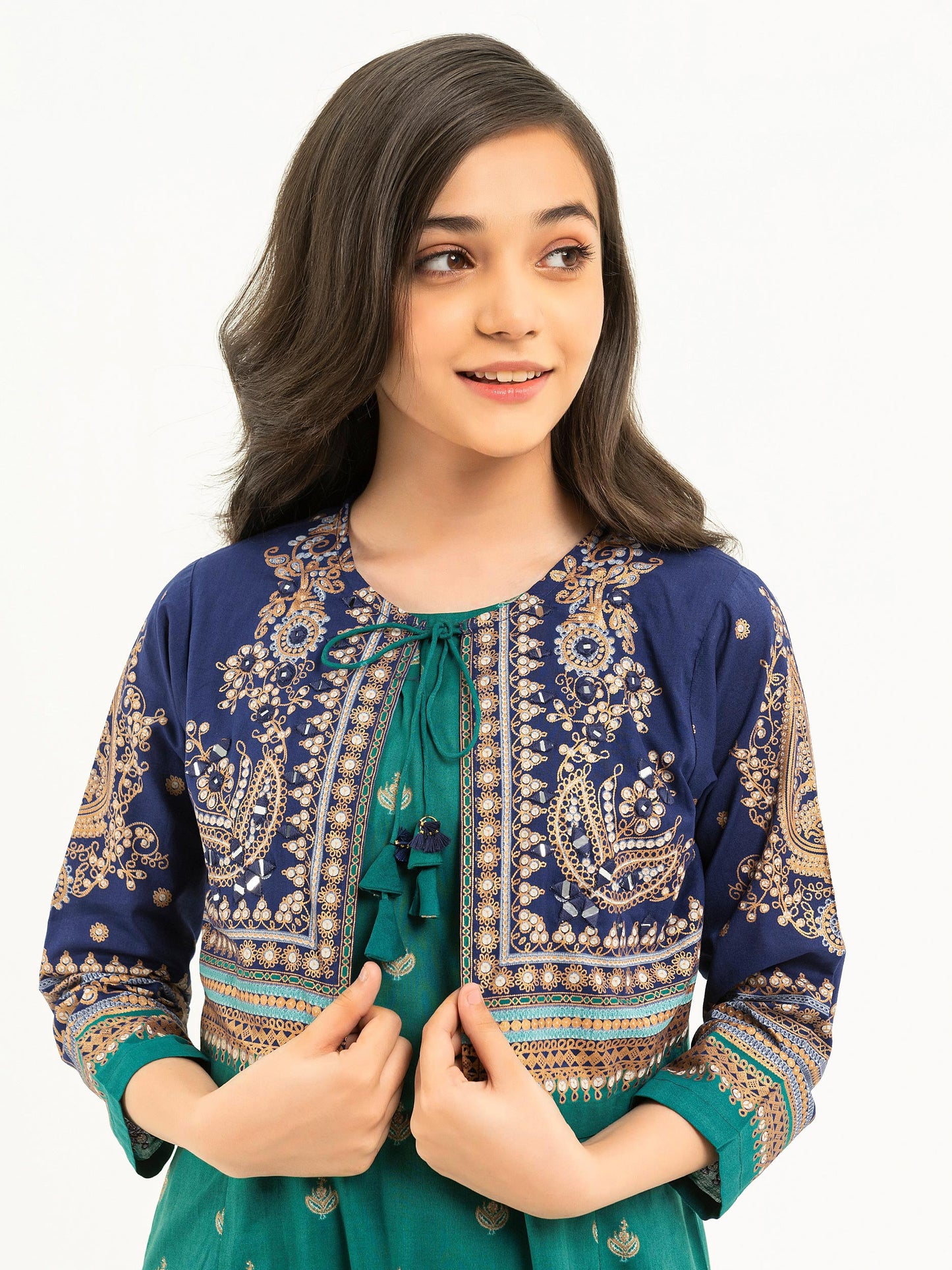 2 Piece Lawn Suit With Bolero-Gold Paste Print (Pret)