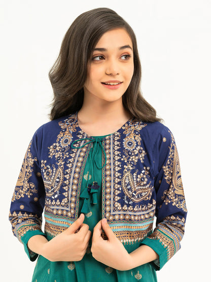 2 Piece Lawn Suit With Bolero-Gold Paste Print (Pret)