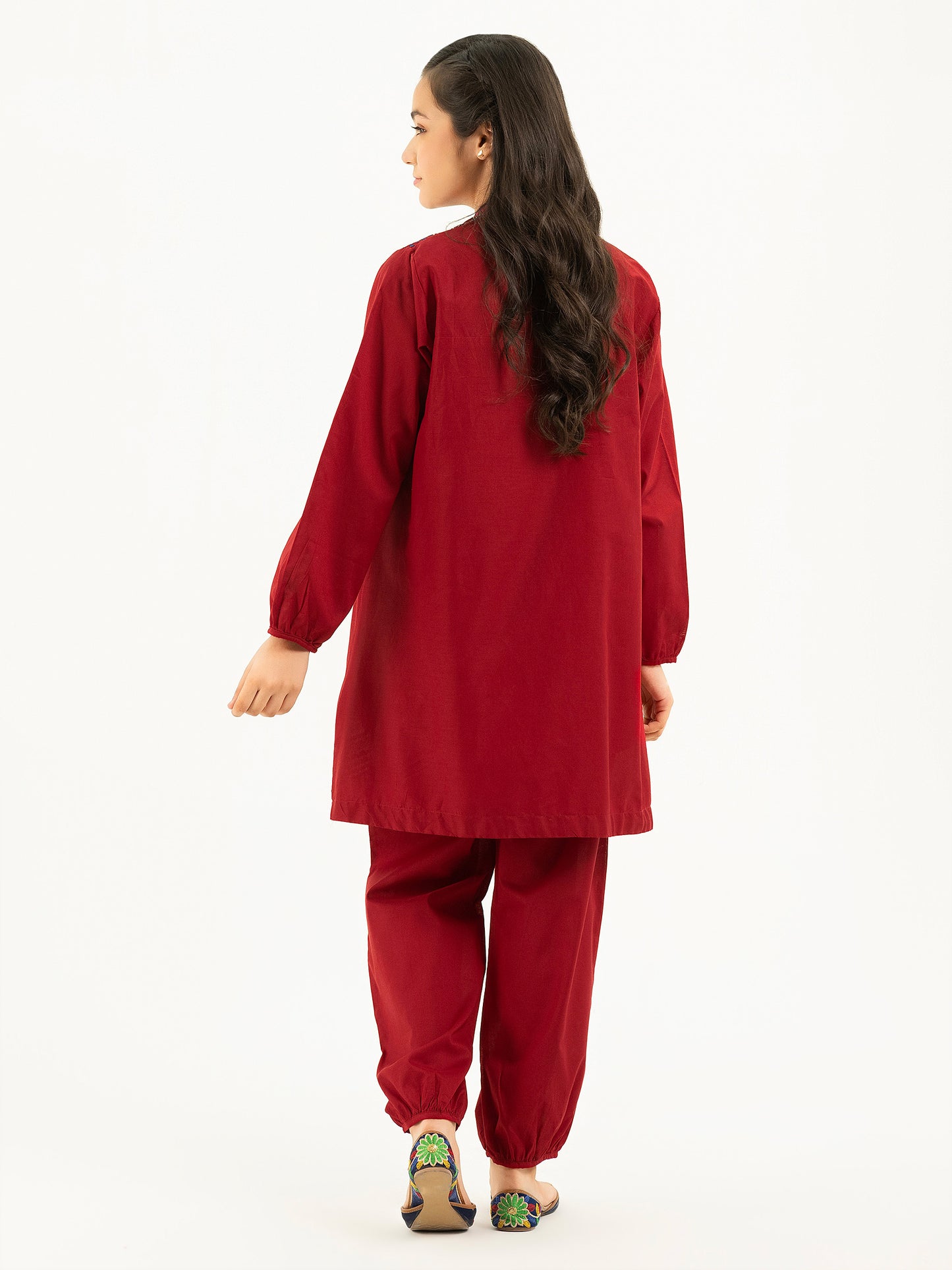 2 Piece Cambric Suit With Cardigan-Embroidered (Pret)