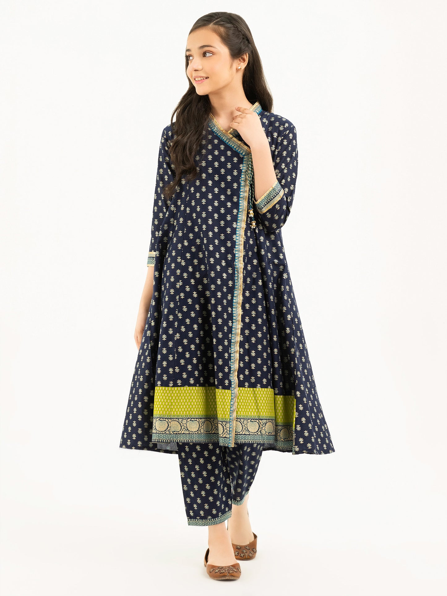 2 Piece Lawn Suit-Gold Paste Print (Pret)