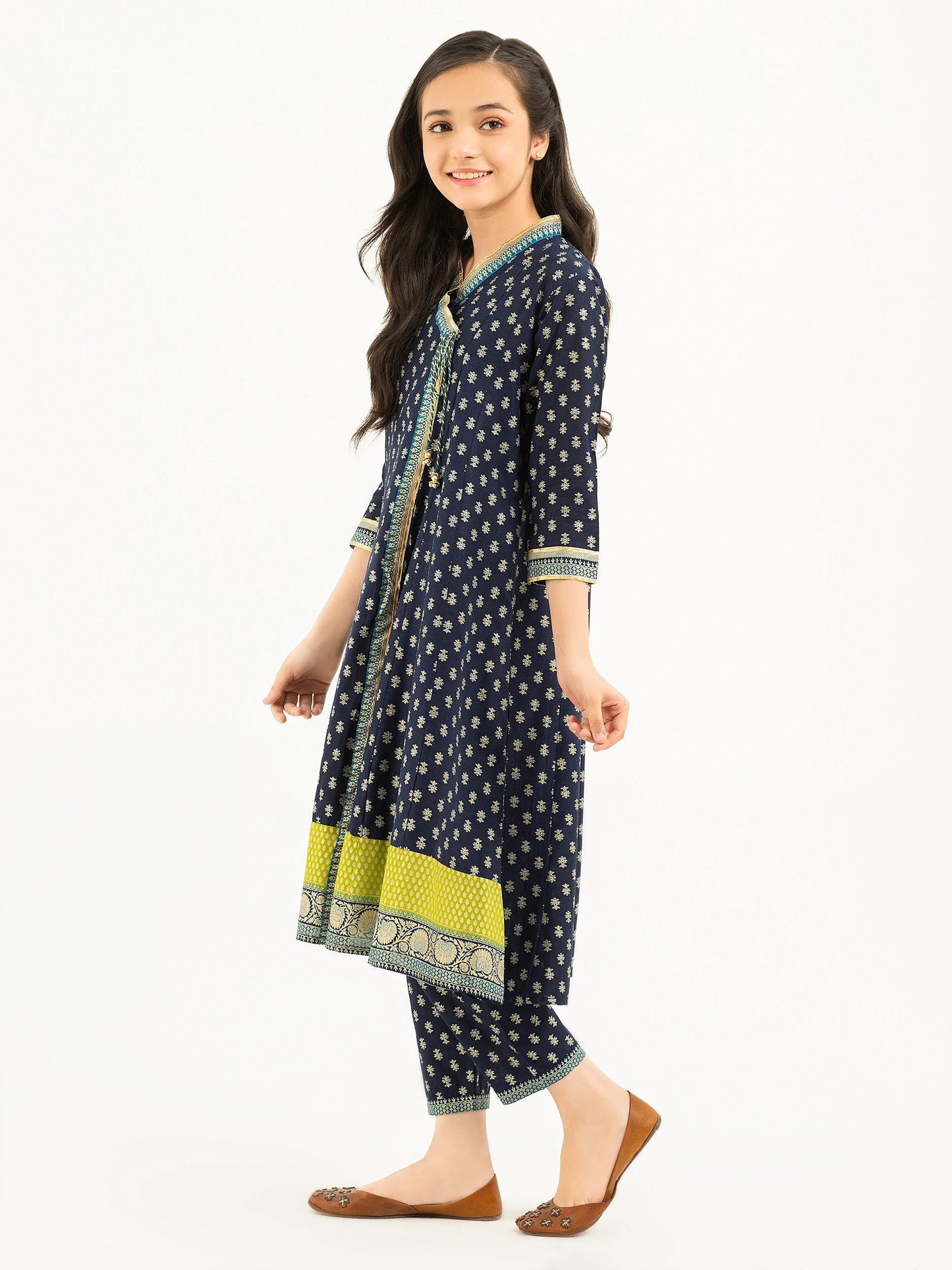 2 Piece Lawn Suit-Gold Paste Print (Pret)