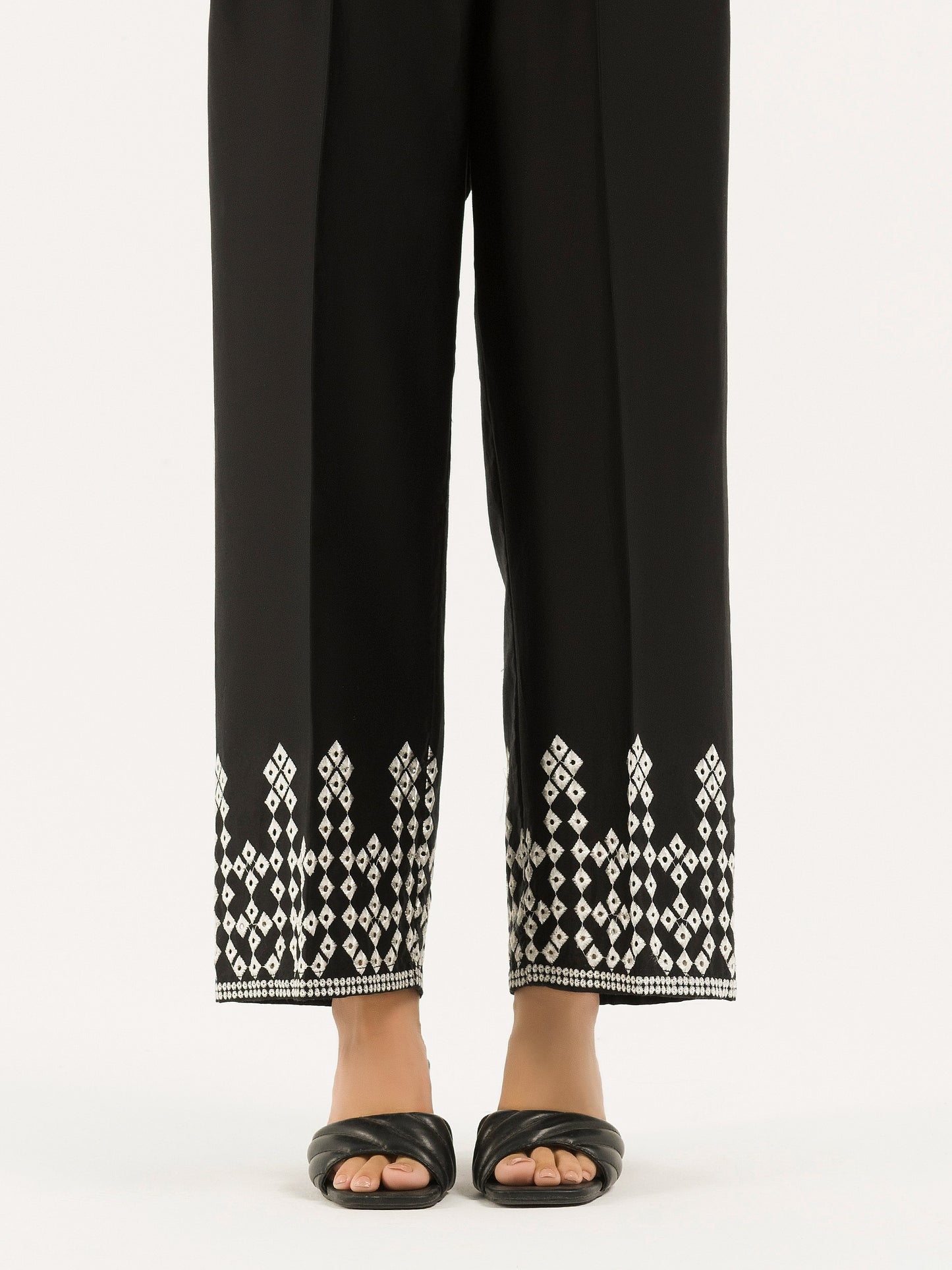 Embroidered Satin Trouser(Pret)