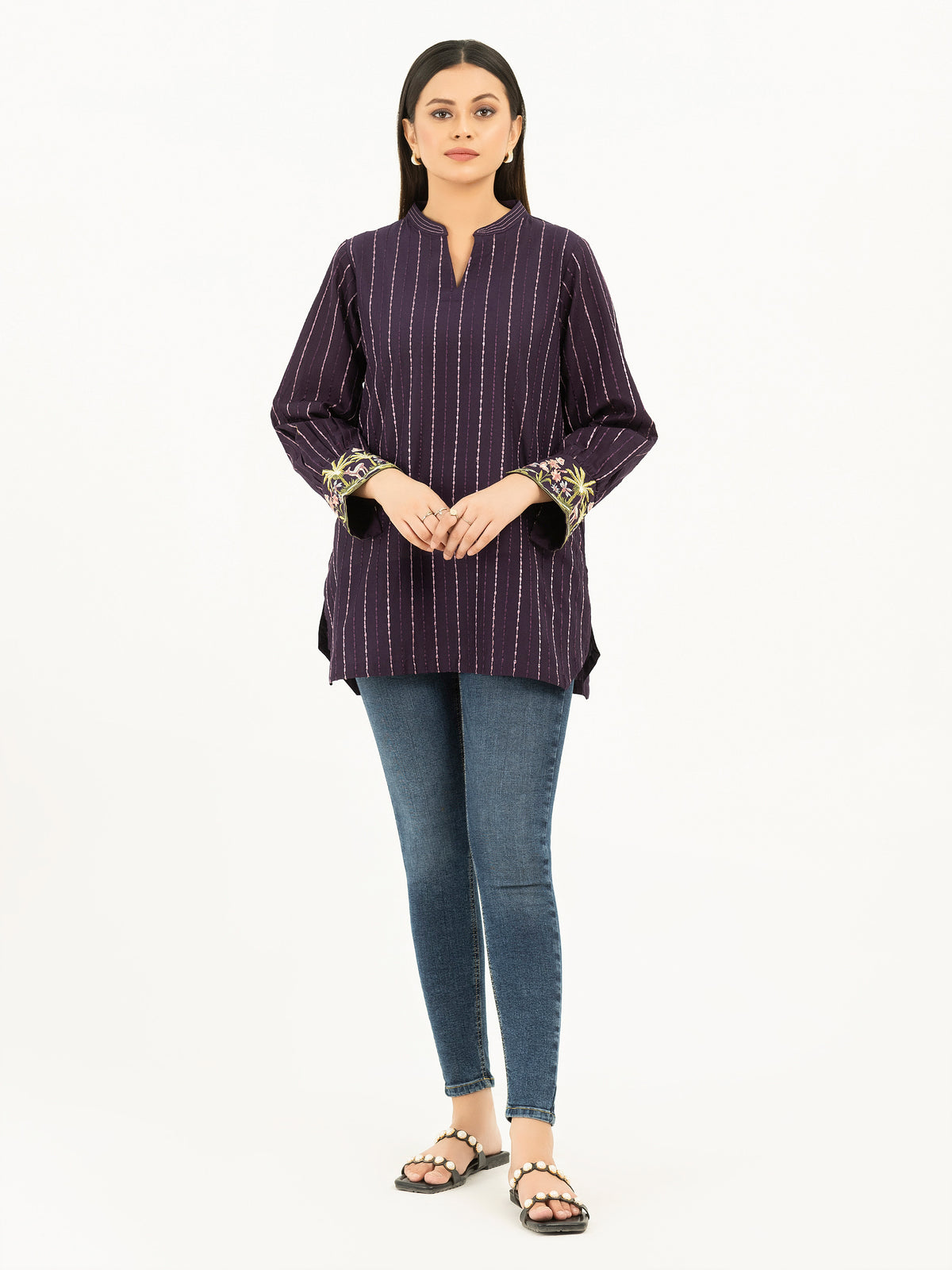 Cambric Kurti-Embroidered (Pret)