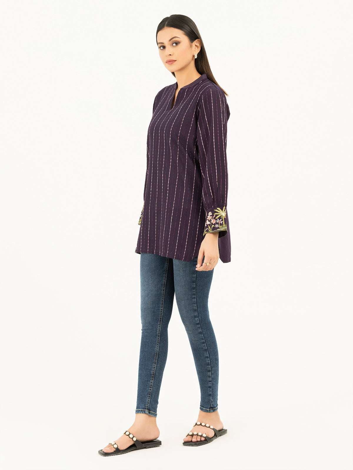 Cambric Kurti-Embroidered (Pret)