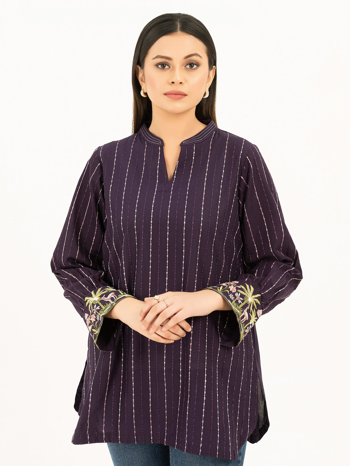 Cambric Kurti-Embroidered (Pret)