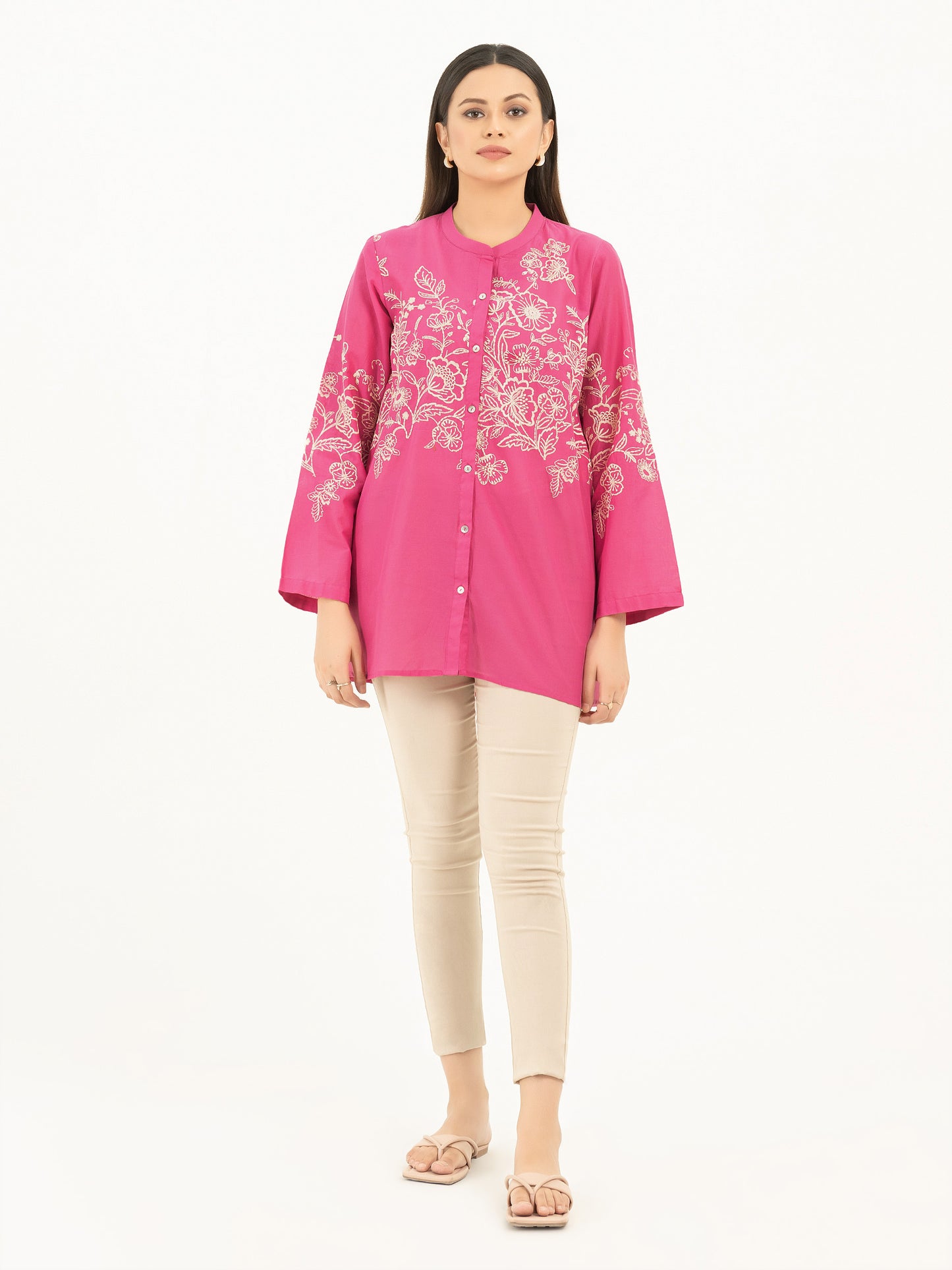 Cambric Kurti-Embroidered (Pret)