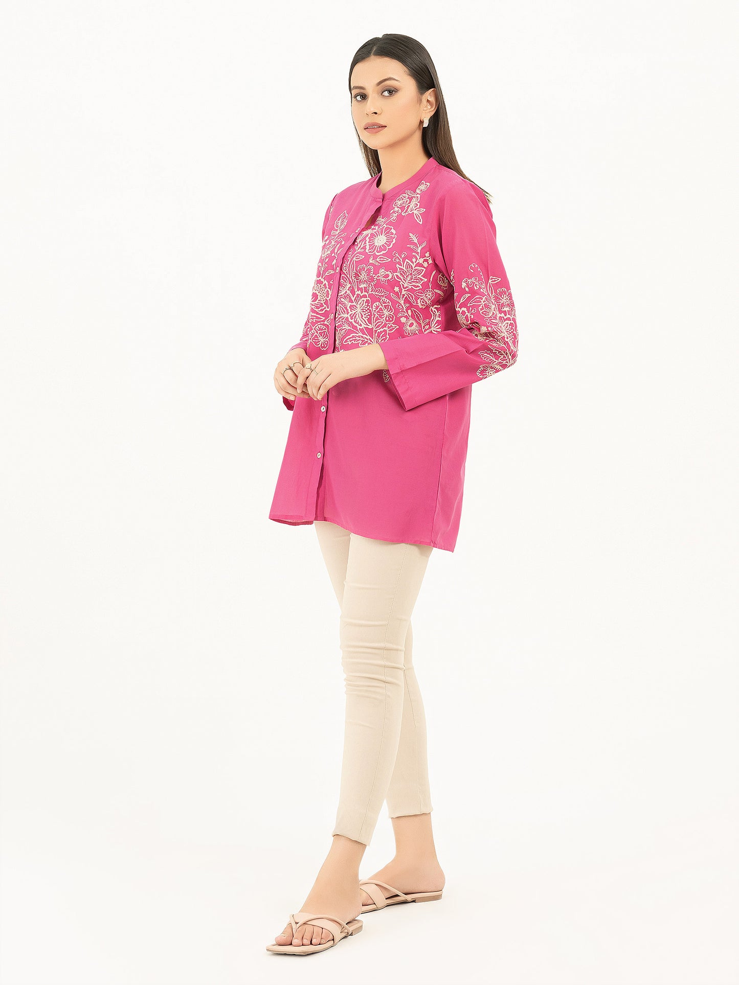 Cambric Kurti-Embroidered (Pret)